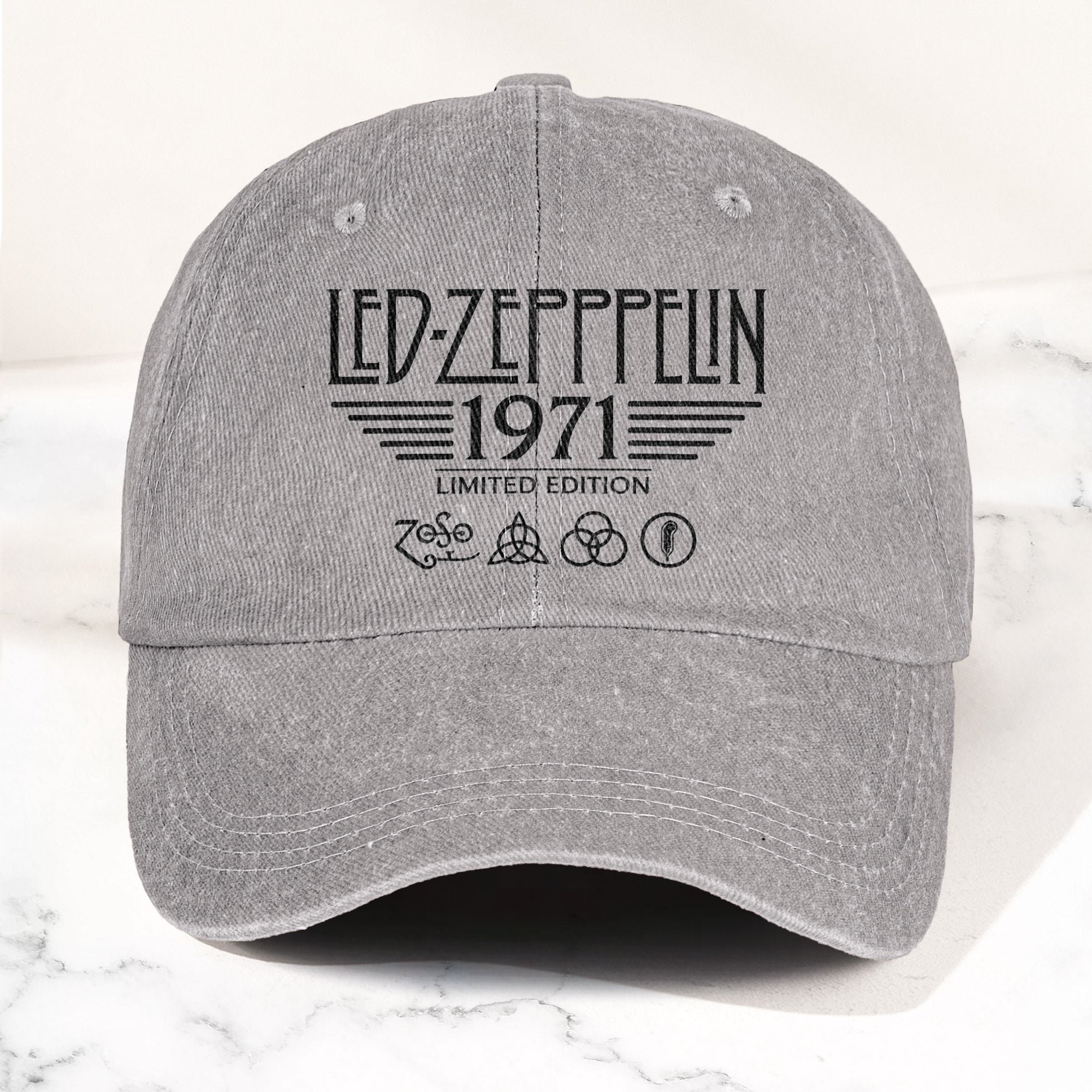 Led Zeppelin 1971 Four Symbols Denim Cap Vintage Dad Cap Gift For Dad (With Box)