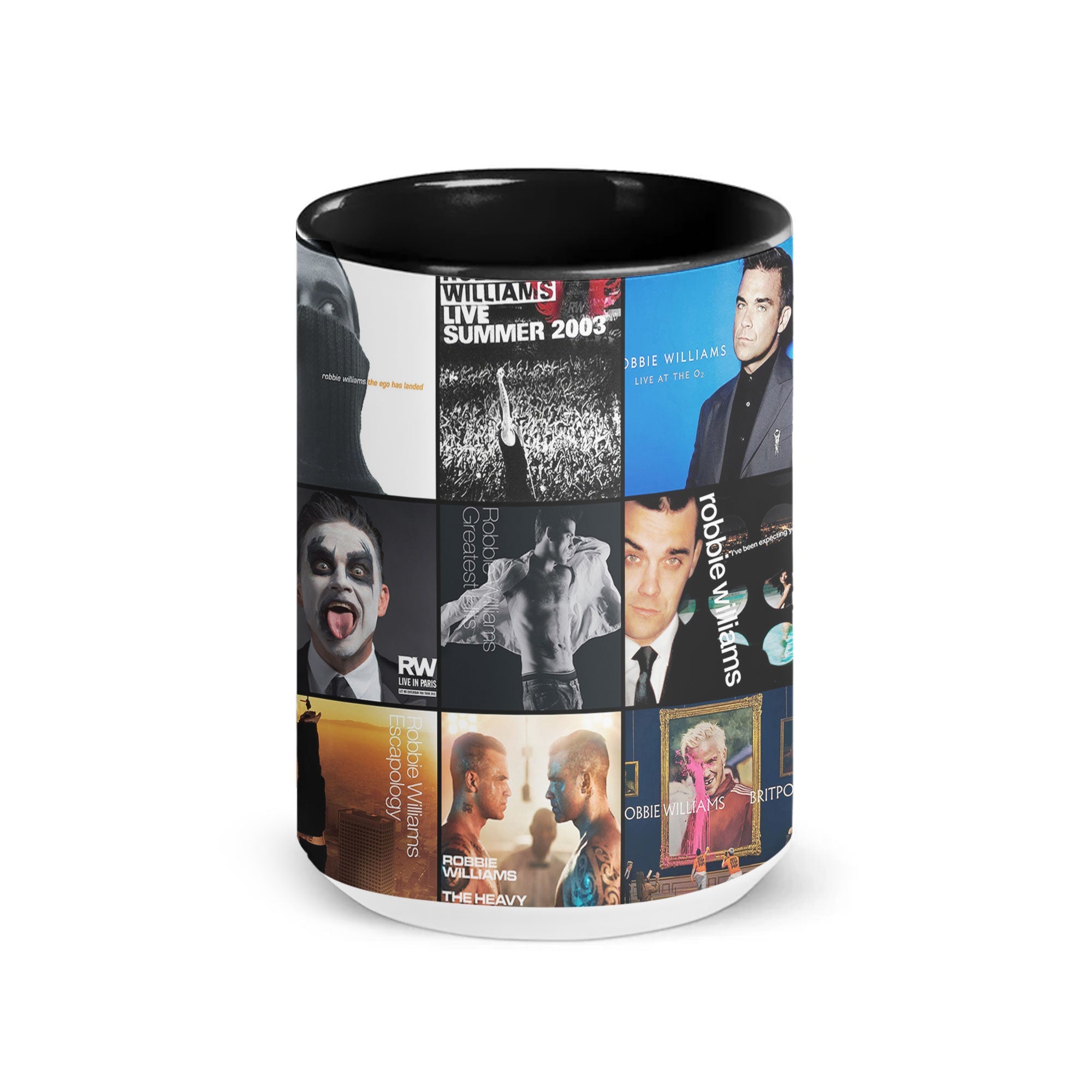 Robbie Williams Accent Mug Pop Icon Album Cover Collage Gift