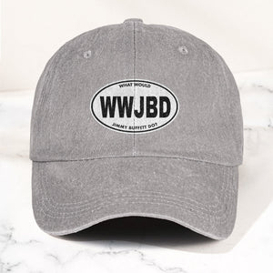 WWJBD Denim Cap Retro Jimmy Buffett Inspired Dad Hat (With Box)