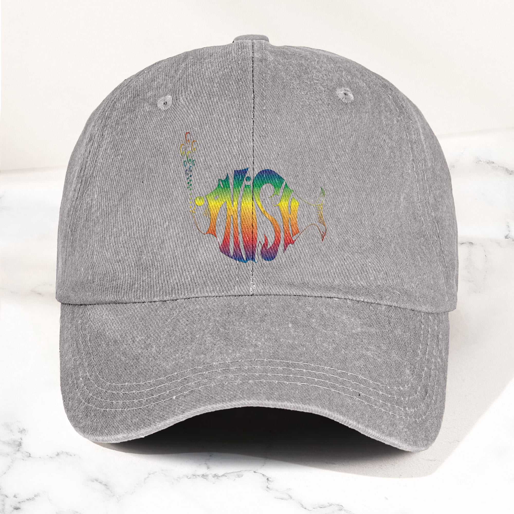 Phish Rainbow Fish Logo Denim Cap Retro Music Phish Cap Gift For Dad (With Box)
