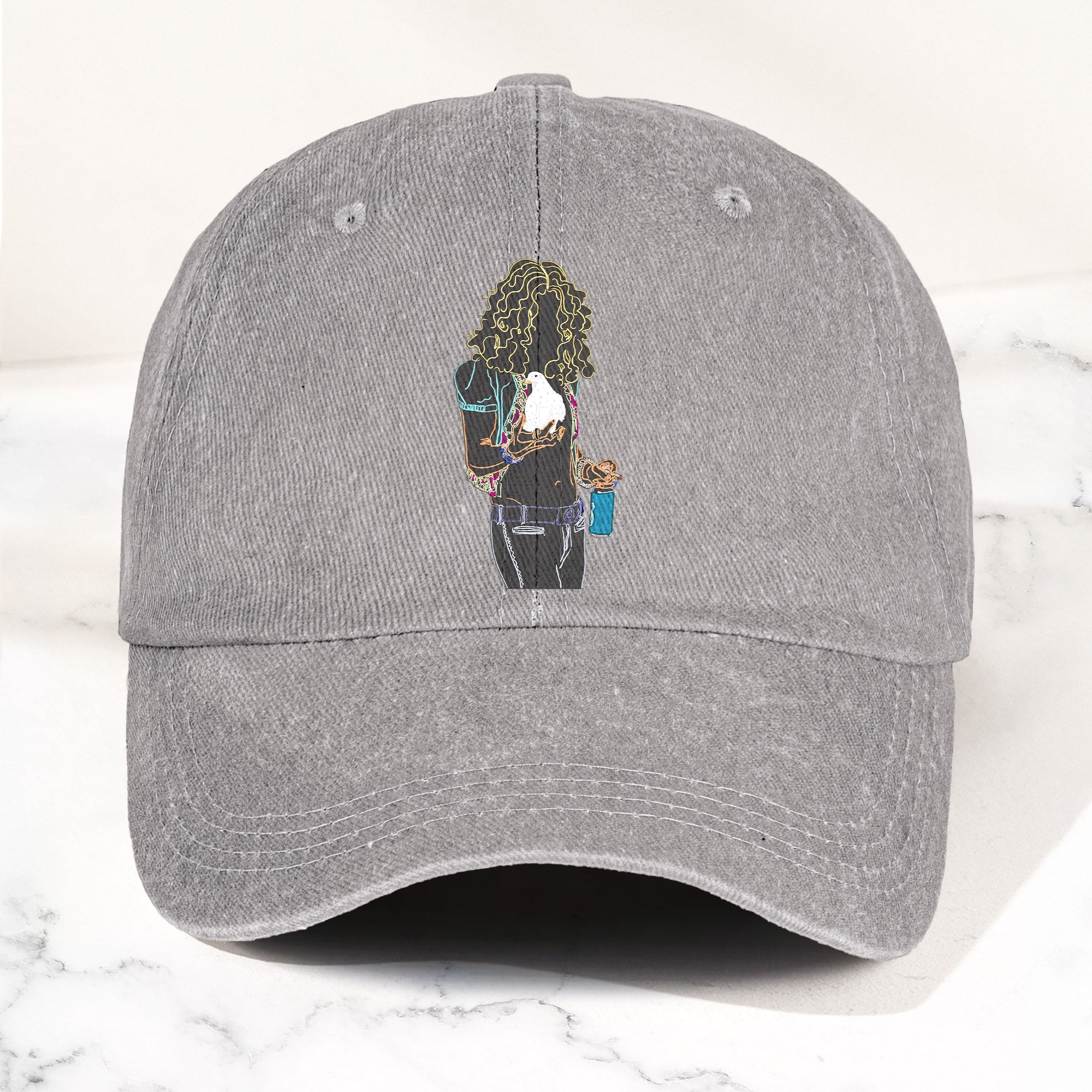 Robert Plant Denim Cap Retro Classic Rock Music Inspired Dad Hat (With Box)