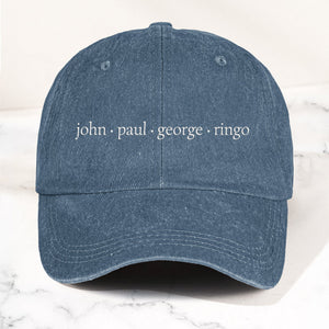 John Paul George Ringo Denim Cap Minimalist Beatles Dad Hat Gift ( With Box)