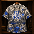 Pet Shop Boys Hawaiian Shirt - Synth Pop Band Button Up Shirt with West End Girls, It’s a Sin and Domino Dancing Art