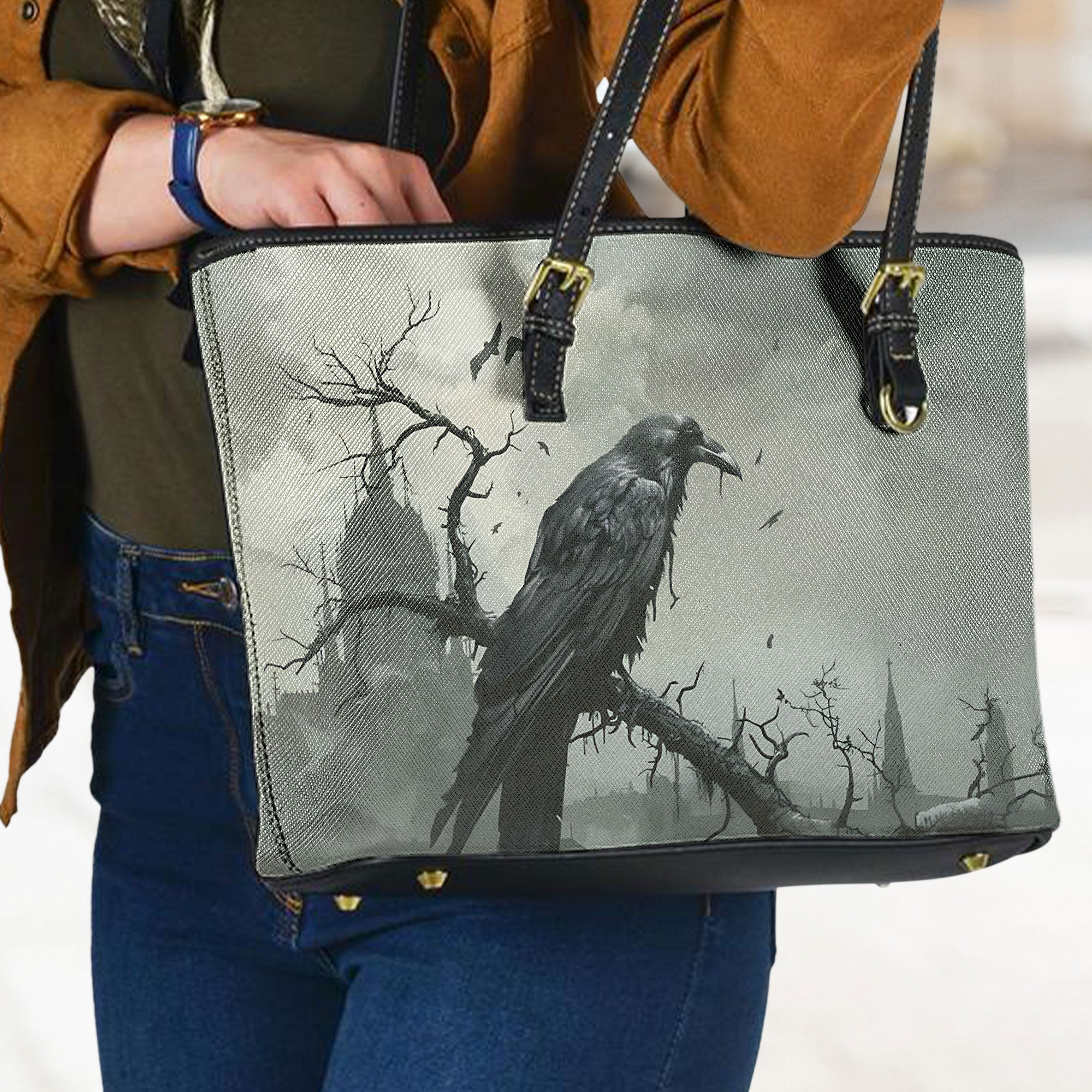 The Raven Gothic Leather Handbag & Wallet Set Dark Literature Inspired