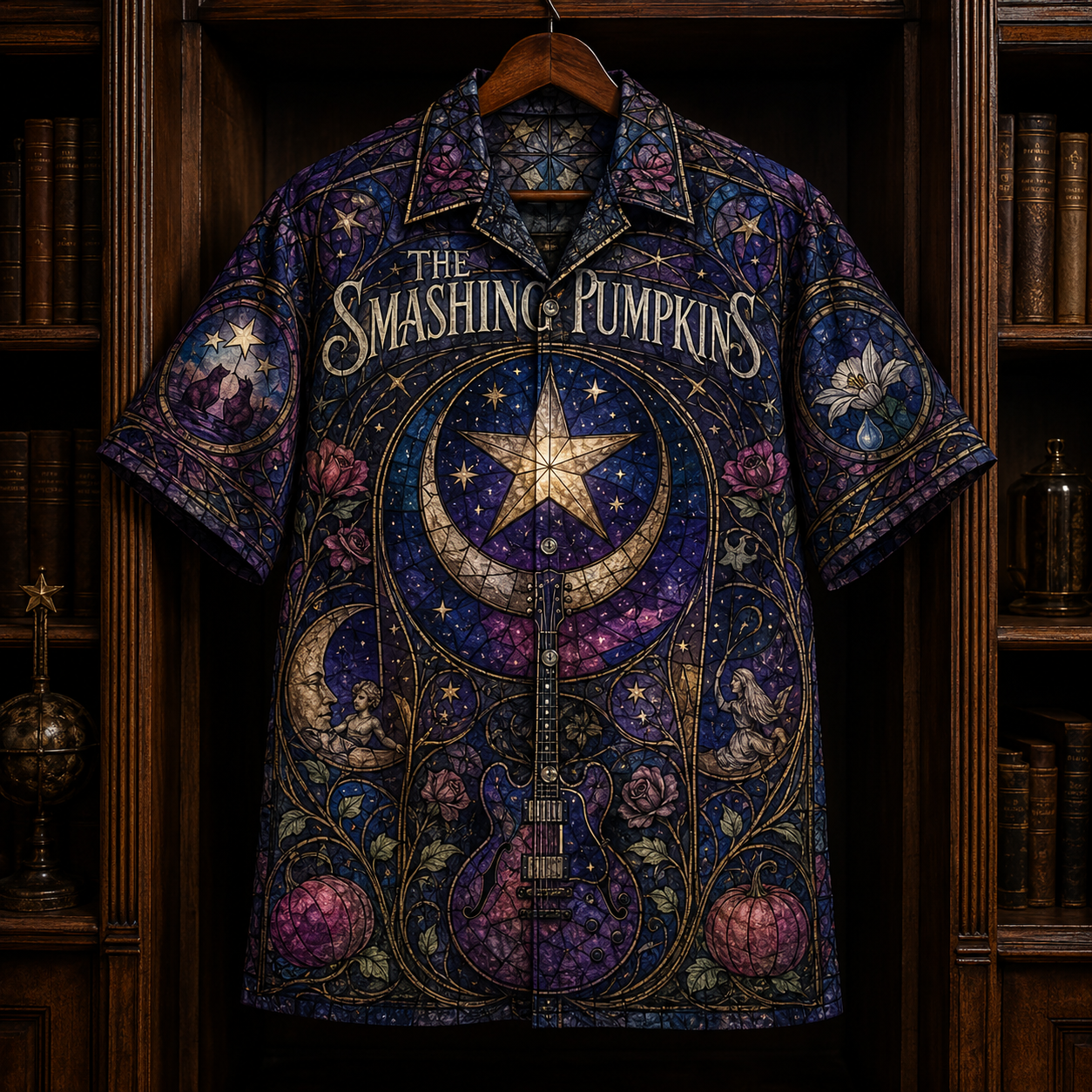 The Smashing Pumpkins Hawaiian Shirt - Stained Glass Alternative Rock All-Over Print Button-Up Shirt