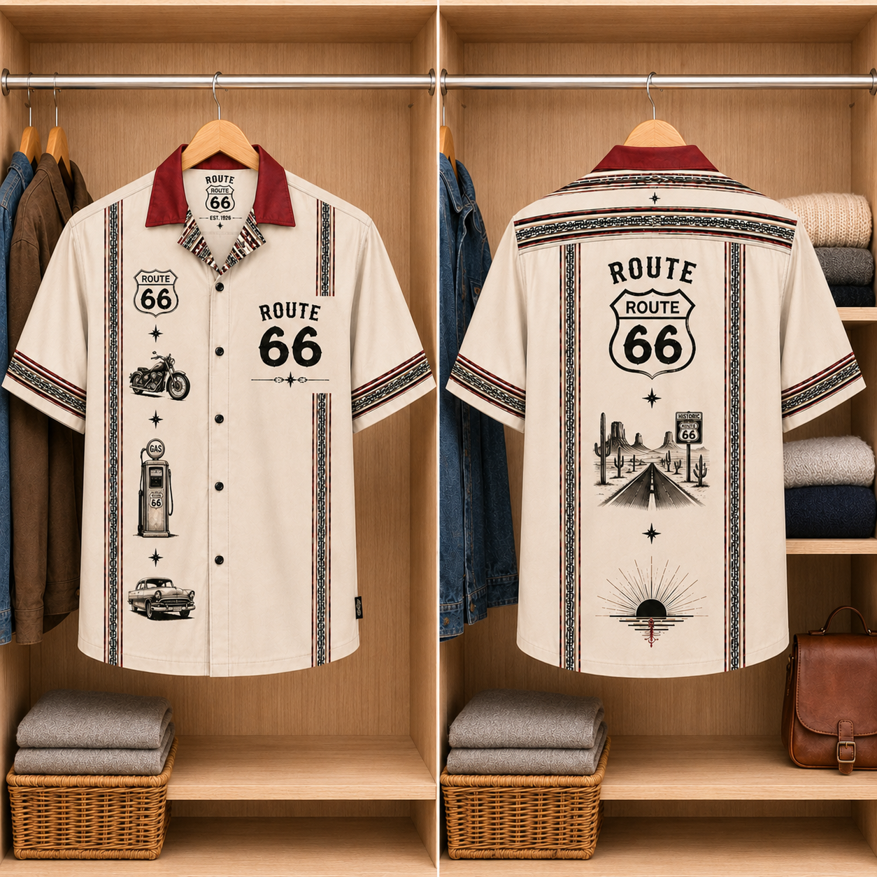 Route 66 Luxury Design Hawaiian Shirt – Mexican Inspired Hawaiian Shirt White Version