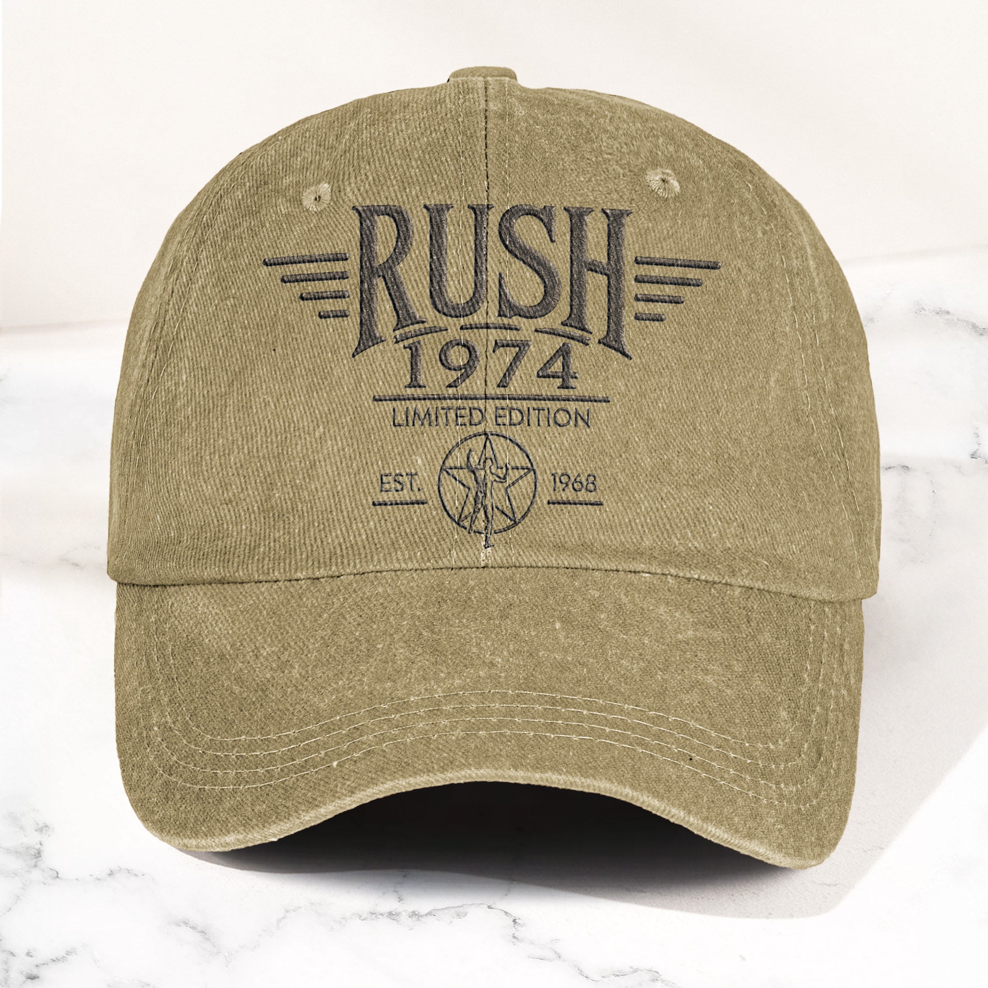 Rush 1974 Starman Logo Denim Cap Vintage Dad Cap Gift For Dad (With Box)
