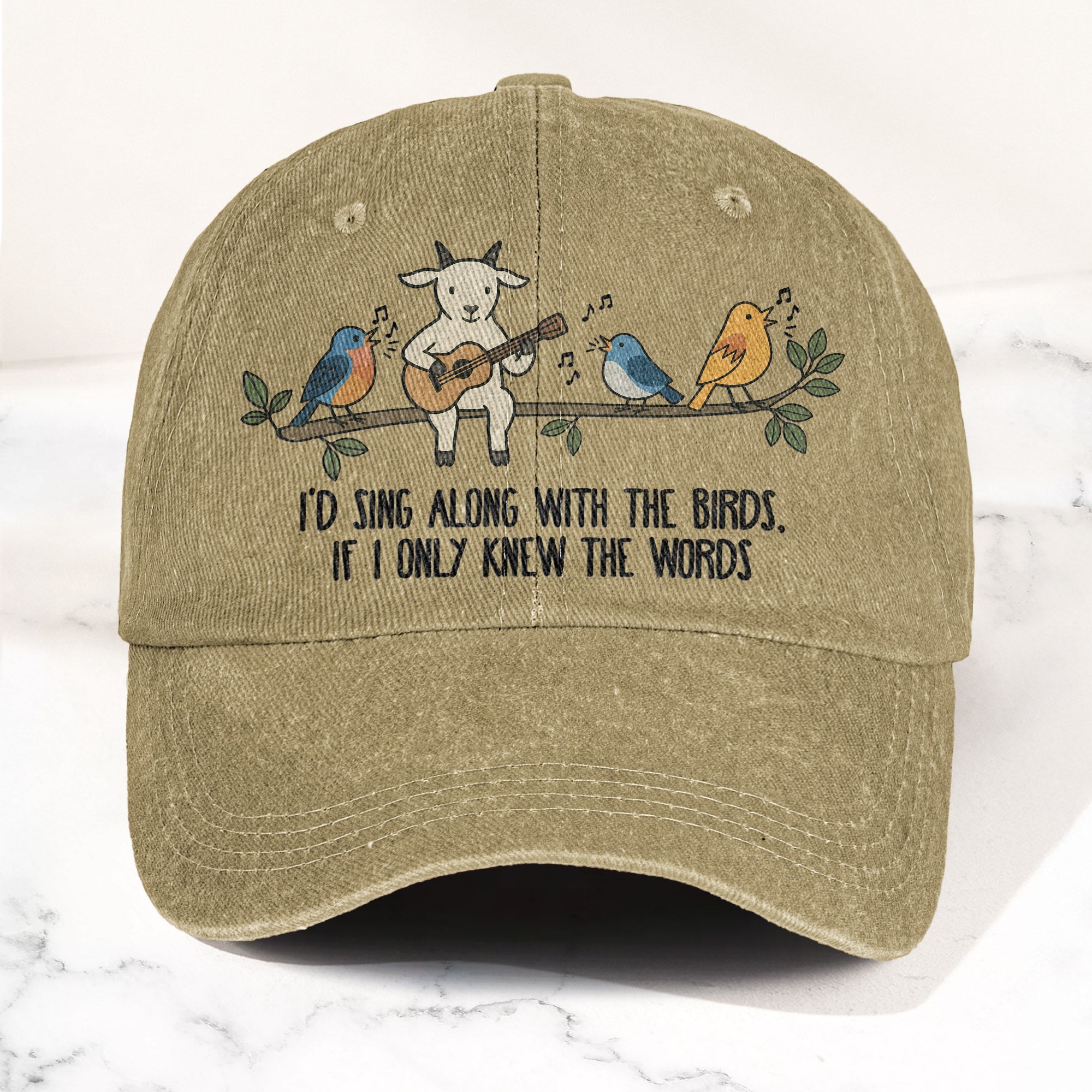 Billy Strings Gild the Lily Lyrics Goat Acoustic Guitar Cosmic Bluegrass Vintage Denim Cap Retro Vintage Dad Cap Gift For Dad (With Box)