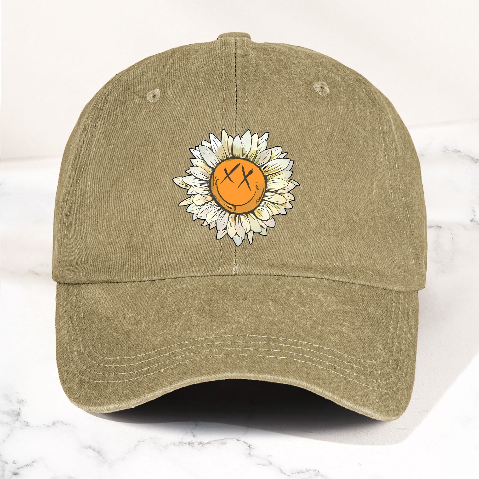 Blink-182 Denim Cap Sunflower Smiley Aesthetic Dad Hat (With Box)