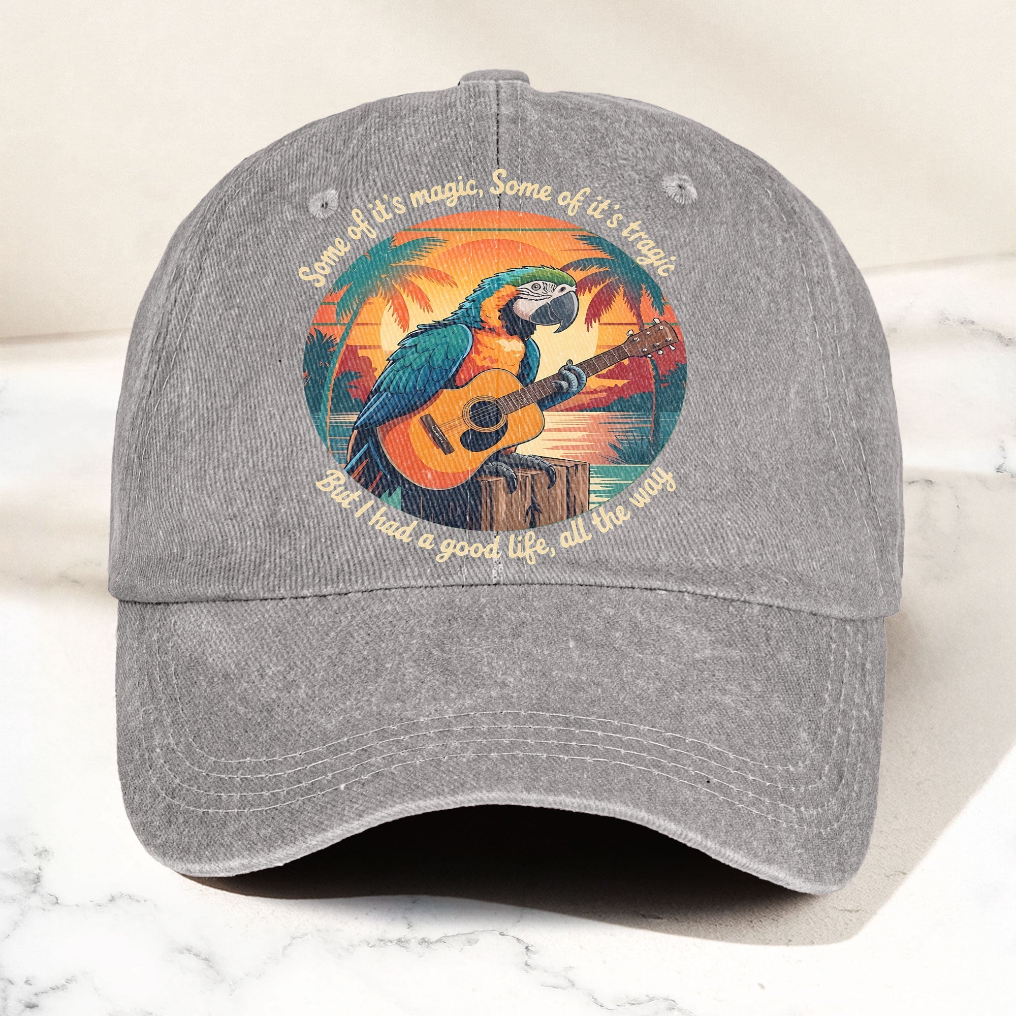 Some of Its Magic, Some of Its Tragic Denim Cap Retro Jimmy Buffett Inspired Dad Hat (With Box)