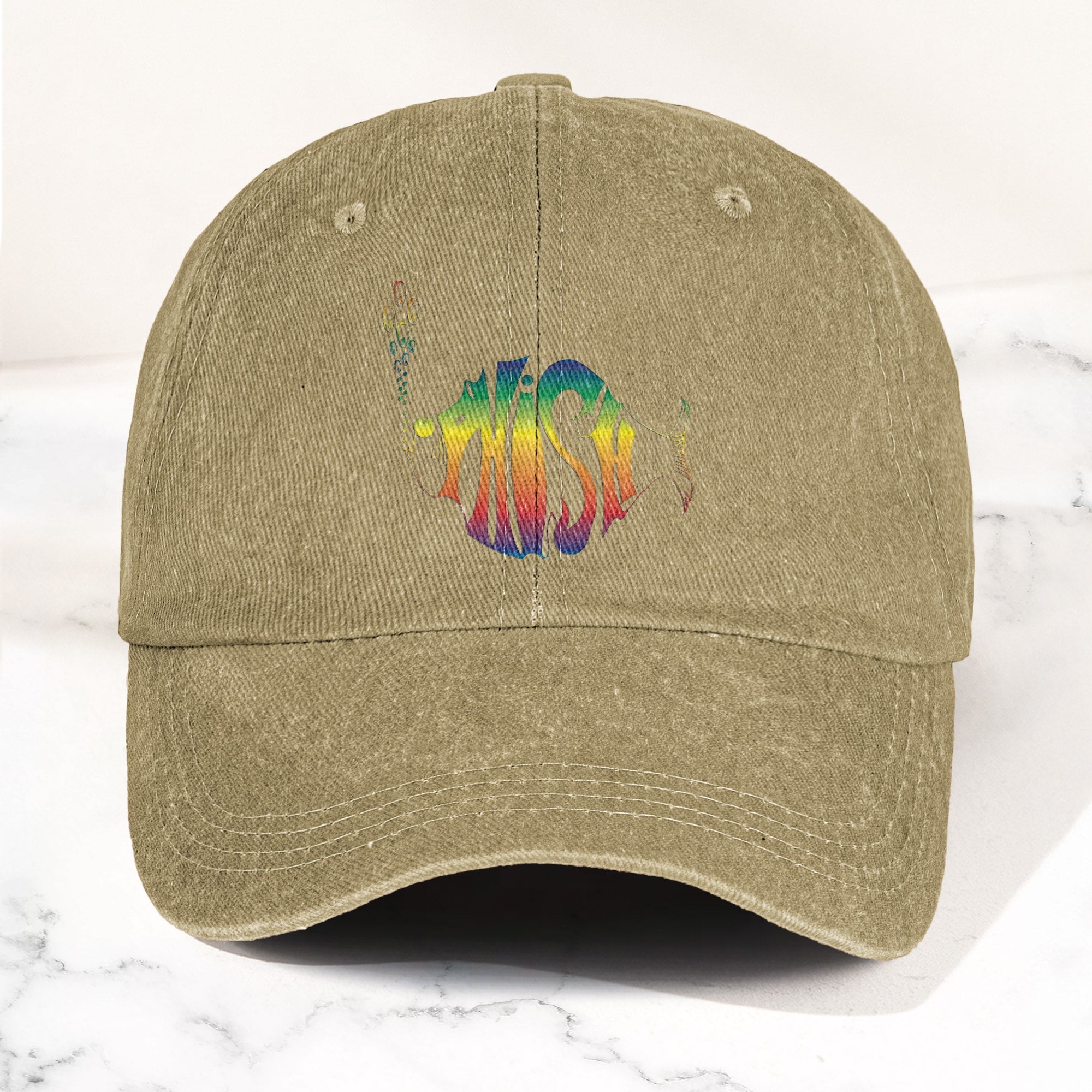Phish Rainbow Fish Logo Denim Cap Retro Music Phish Cap Gift For Dad (With Box)