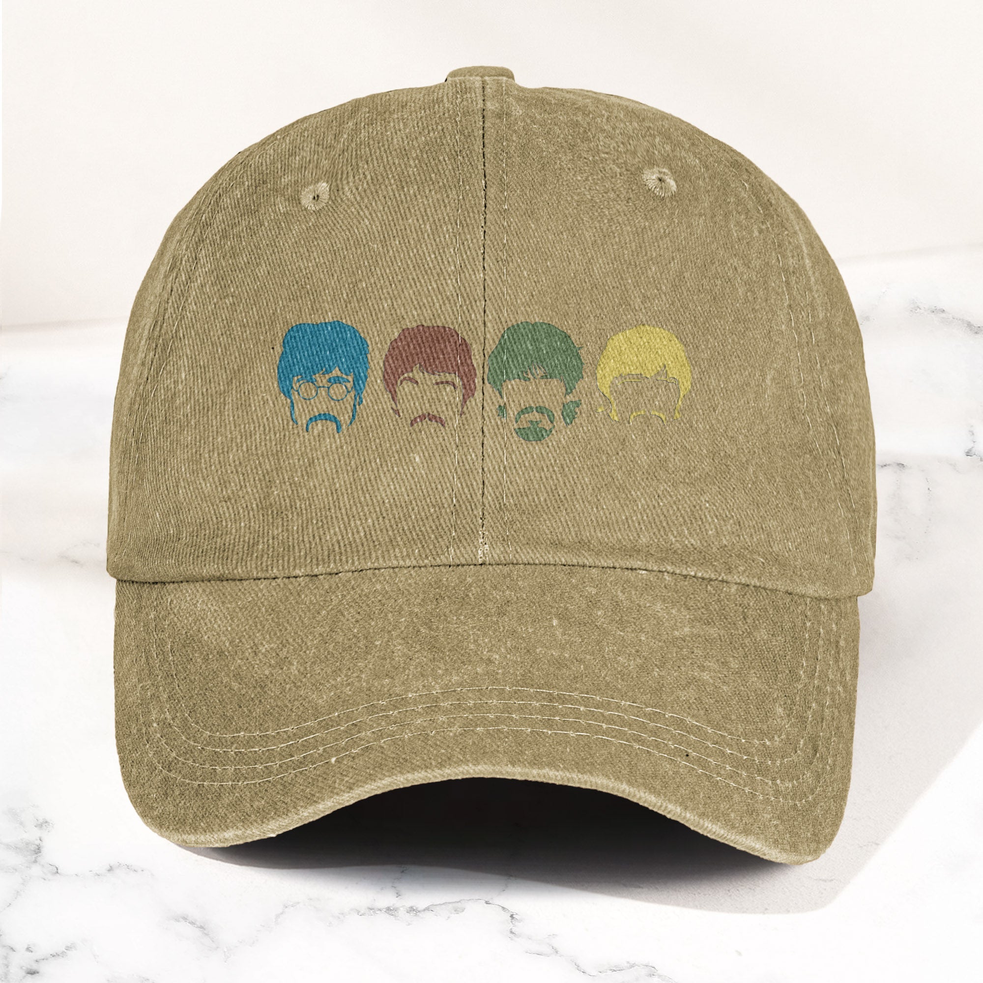 The Fabulous Four Faces Denim Cap Retro The Beatles Tribute Merch Dad Hat (With Box)