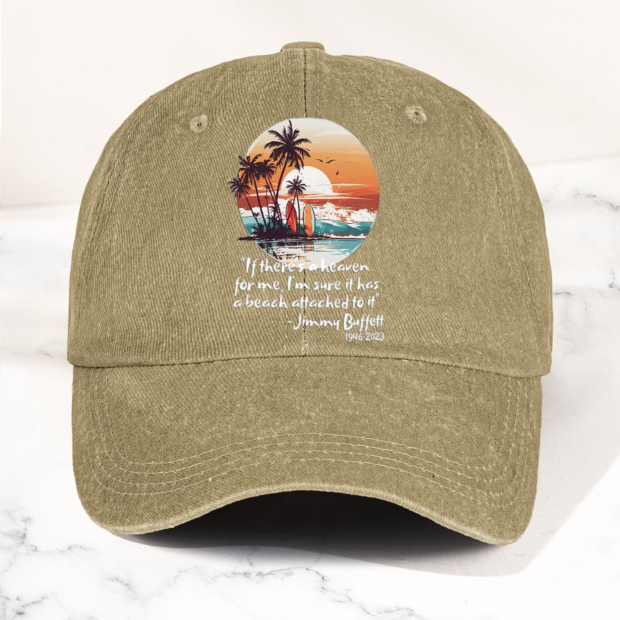 Jimmy Buffett Beach Quote Denim Dad Cap Vintage Washed Tropical Hat