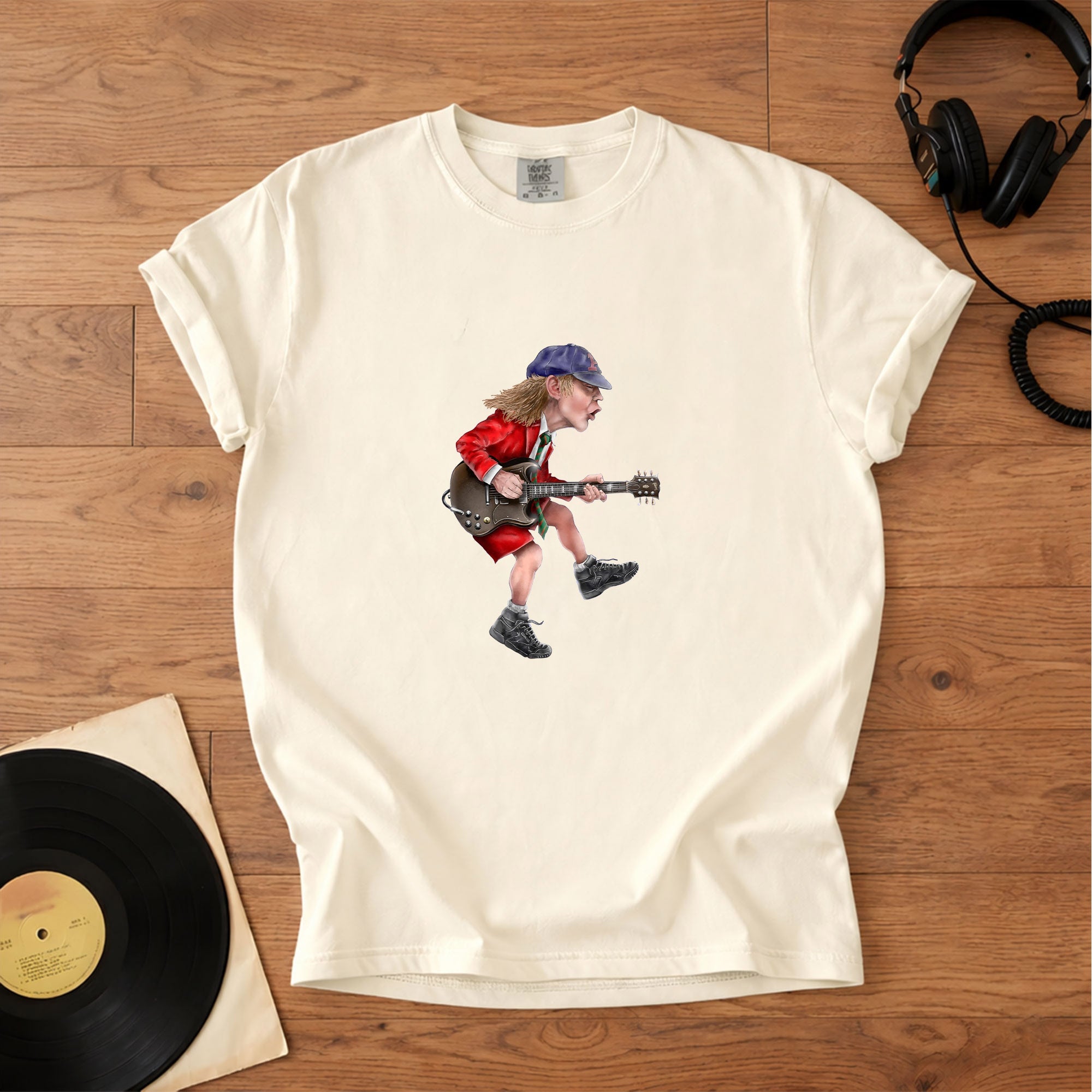 Angus Young Ripping On His Guitar Comfort Tee Classic Music Graphic Shirt