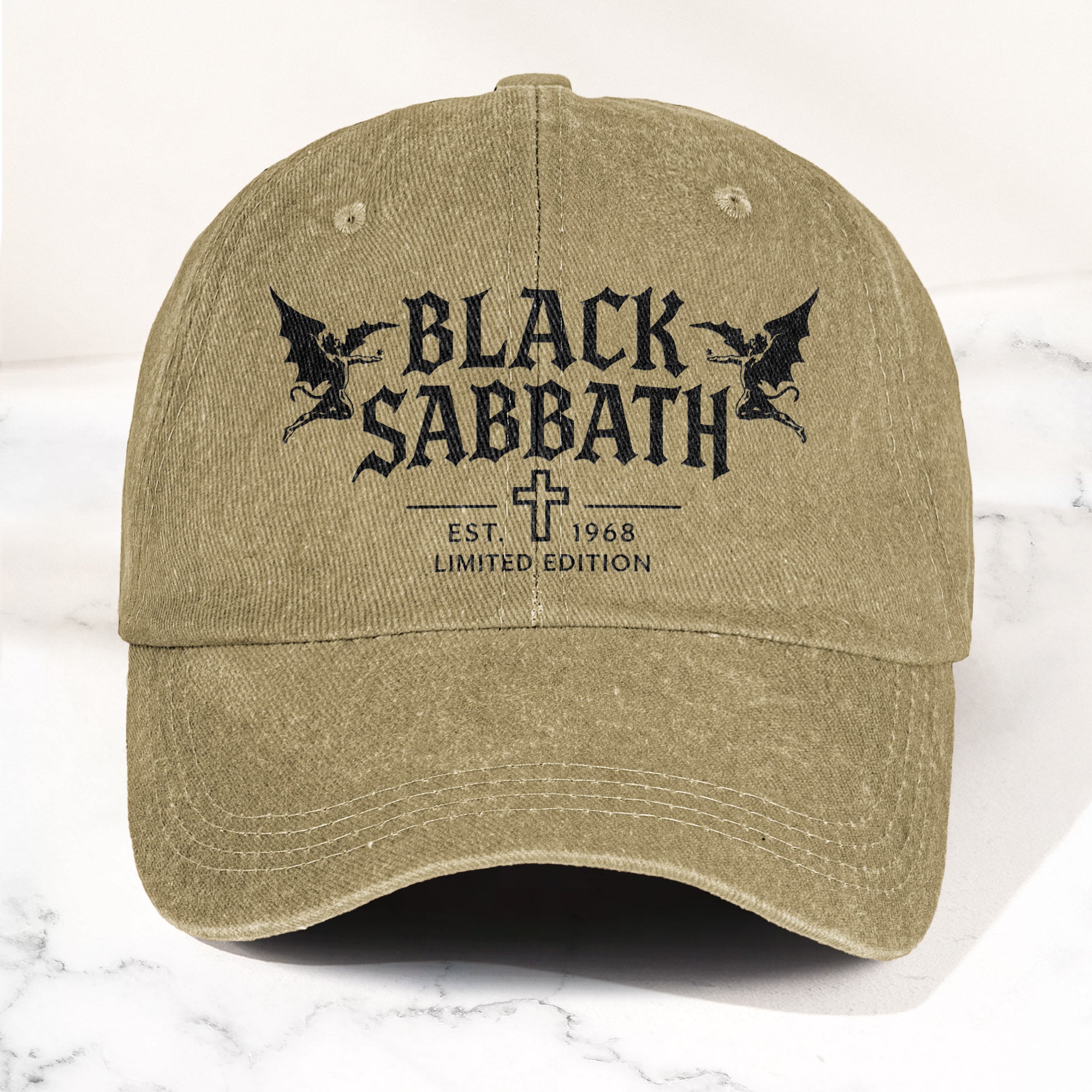 Black Sabbath Band Logo Est 1968 Denim Cap Retro Vintage Dad Cap Gift For Dad (With Box)