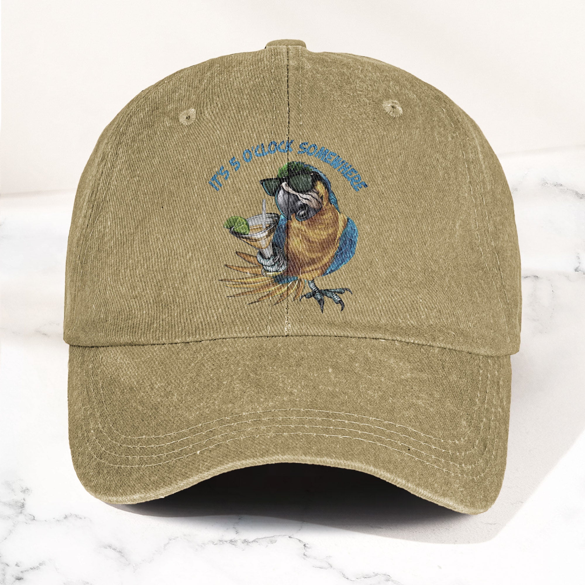 It's 5 O'Clock Somewhere Denim Cap Retro Jimmy Buffett Tribute Dad Baseball Cap (With Box)