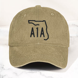A1A Highway Sign Florida Denim Cap Retro Jimmy Buffett Inspried Hat (With Box)