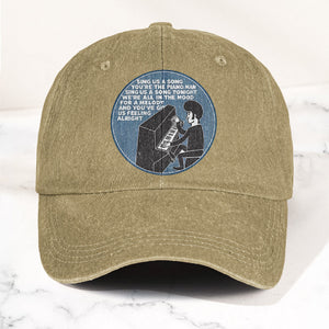 Billy Joel Piano Man Sing Us A Song Lyrics Vintage Graphic Denim Cap Retro Vintage Dad Cap Gift For Dad (With Box)