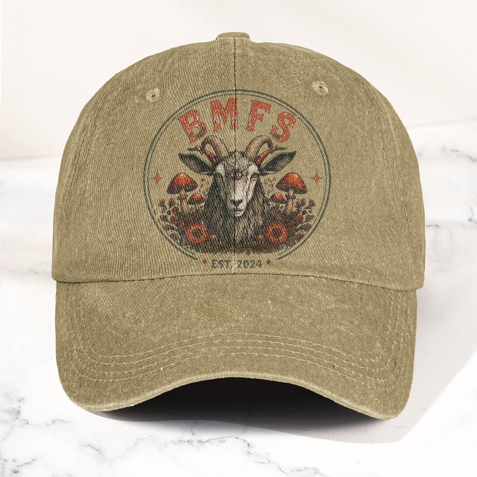 Billy Strings BMFS Goat Three Eyed Goat Mushroom Vintage Graphic Denim Cap Retro Vintage Dad Cap Gift For Dad (With Box)