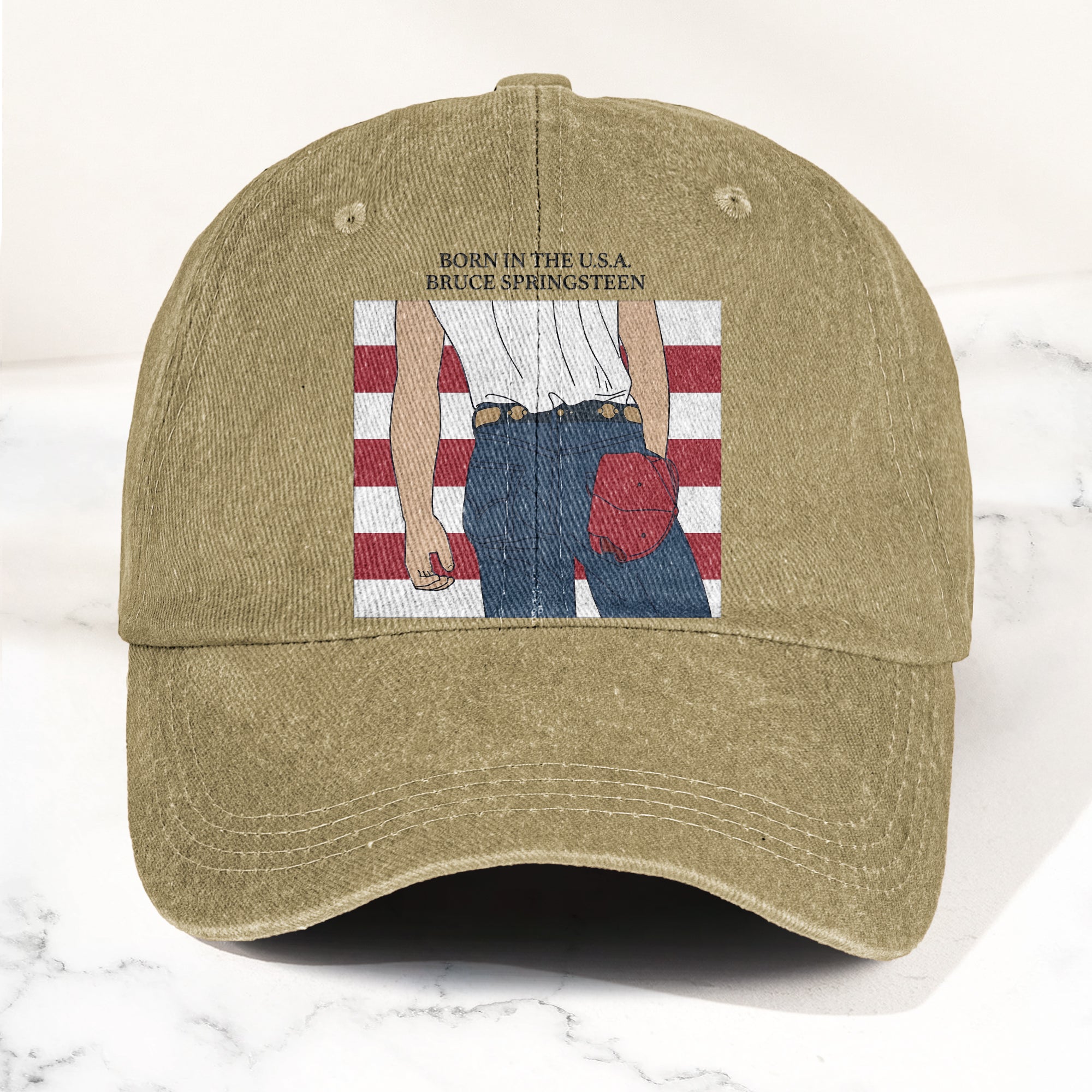 Born in the U.S.A Bruce Springsteen Denim Cap Retro Music Fan Merch Cap Gift For Dad (With Box)