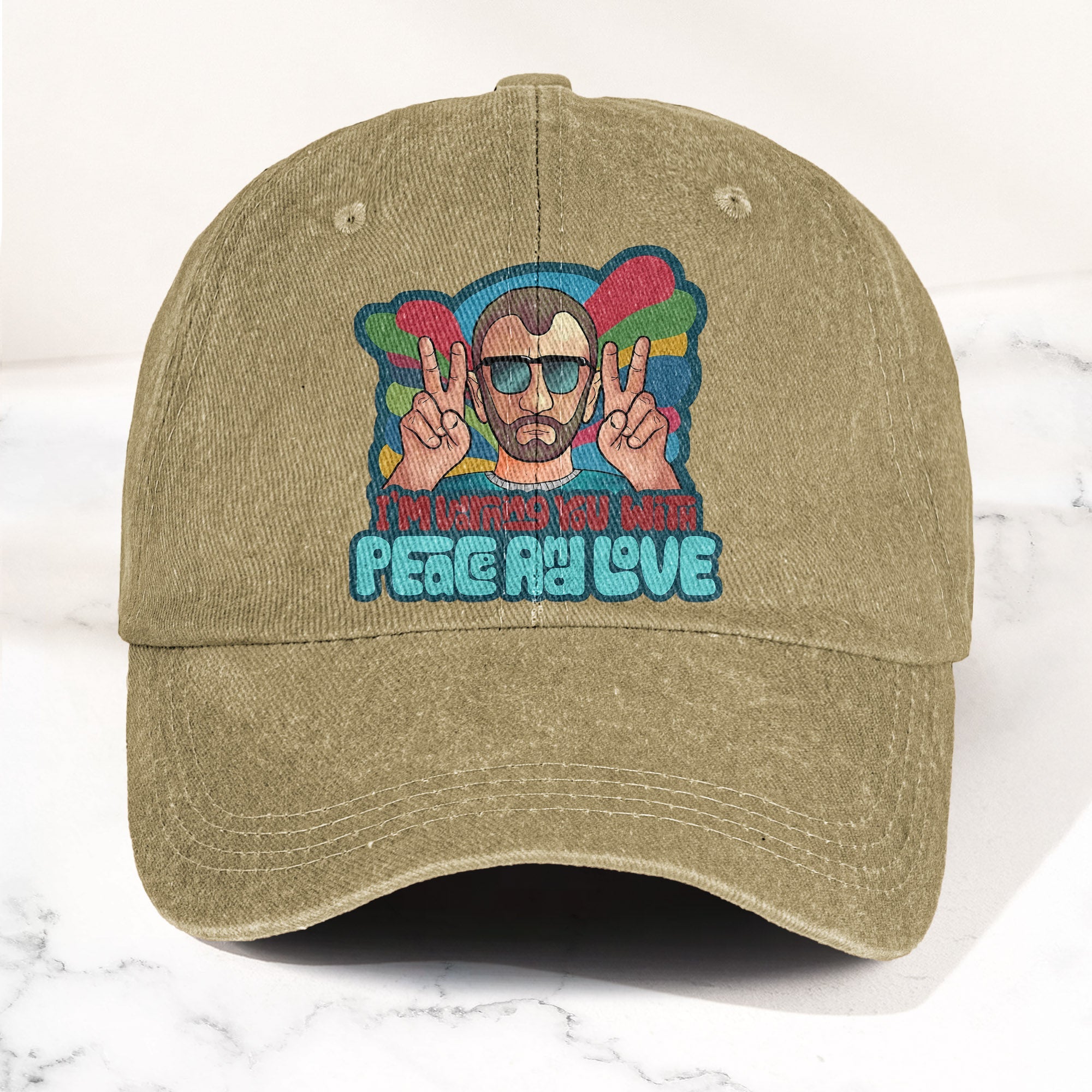 Beatles Ringo Starr Warning You With Peace and Love Denim Cap Retro Rock Music Fan Cap (With Box)