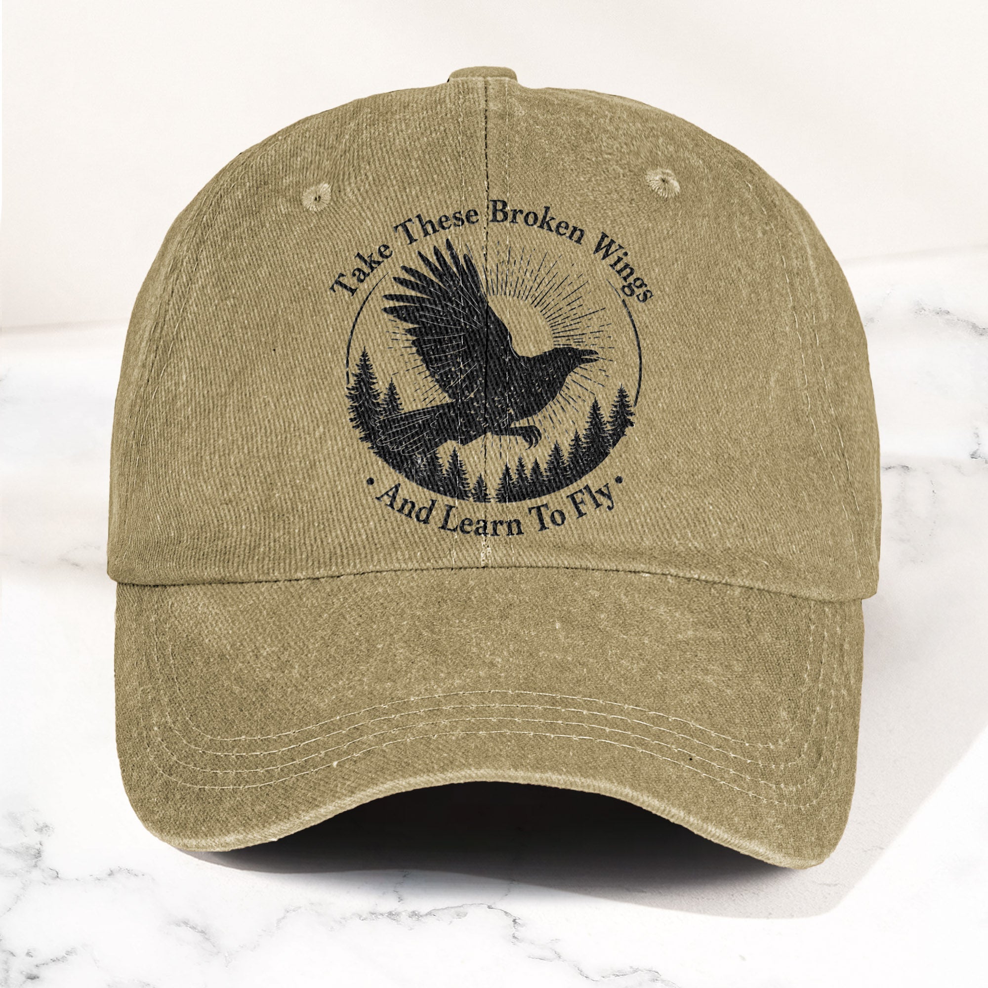 Broken Wings Take These Broken Wings And Learn To Fly Denim Cap Retro Vintage Dad Cap Gift For Dad (With Box)