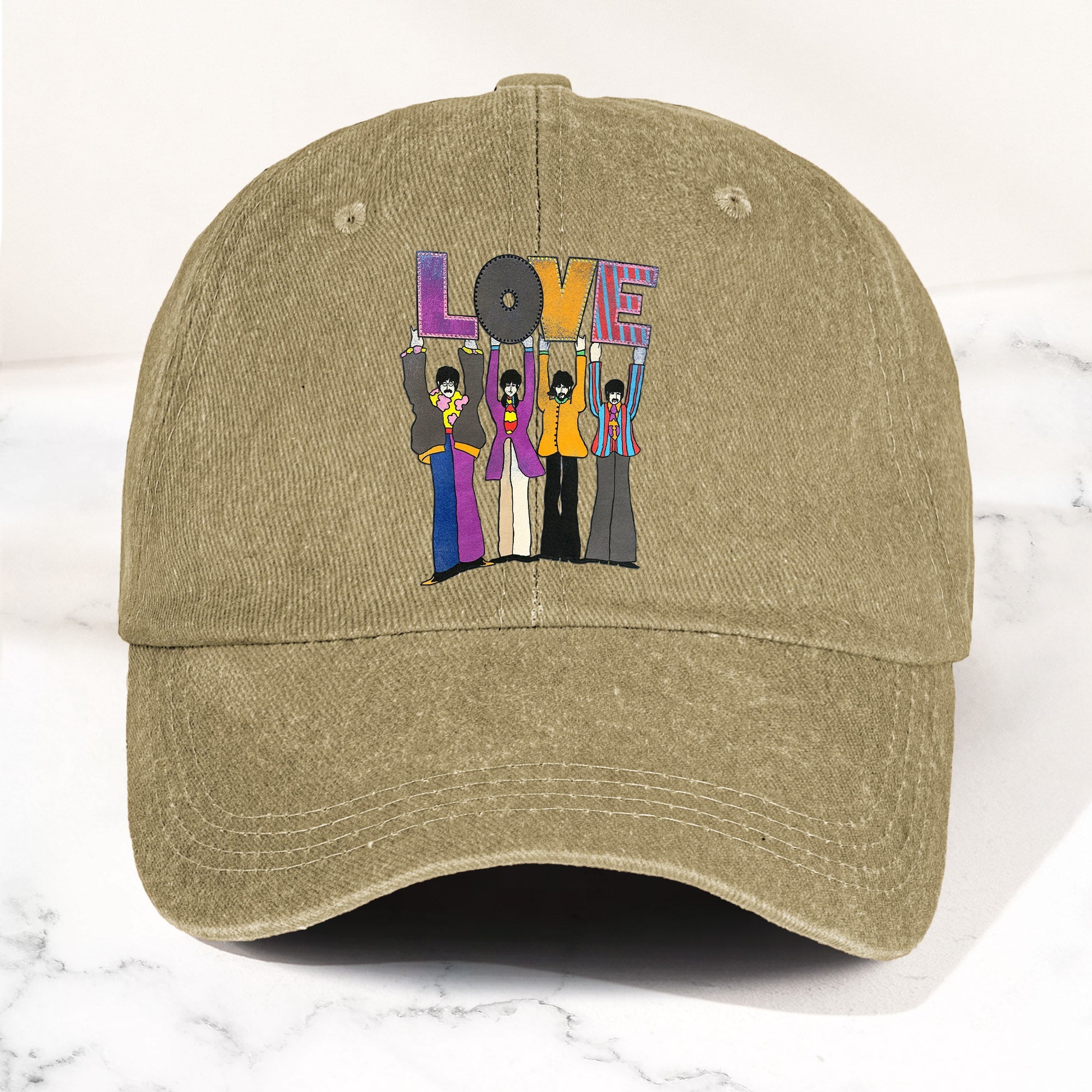 The Beatles Denim Dad Cap LOVE Album Inspired Design (With BOX)