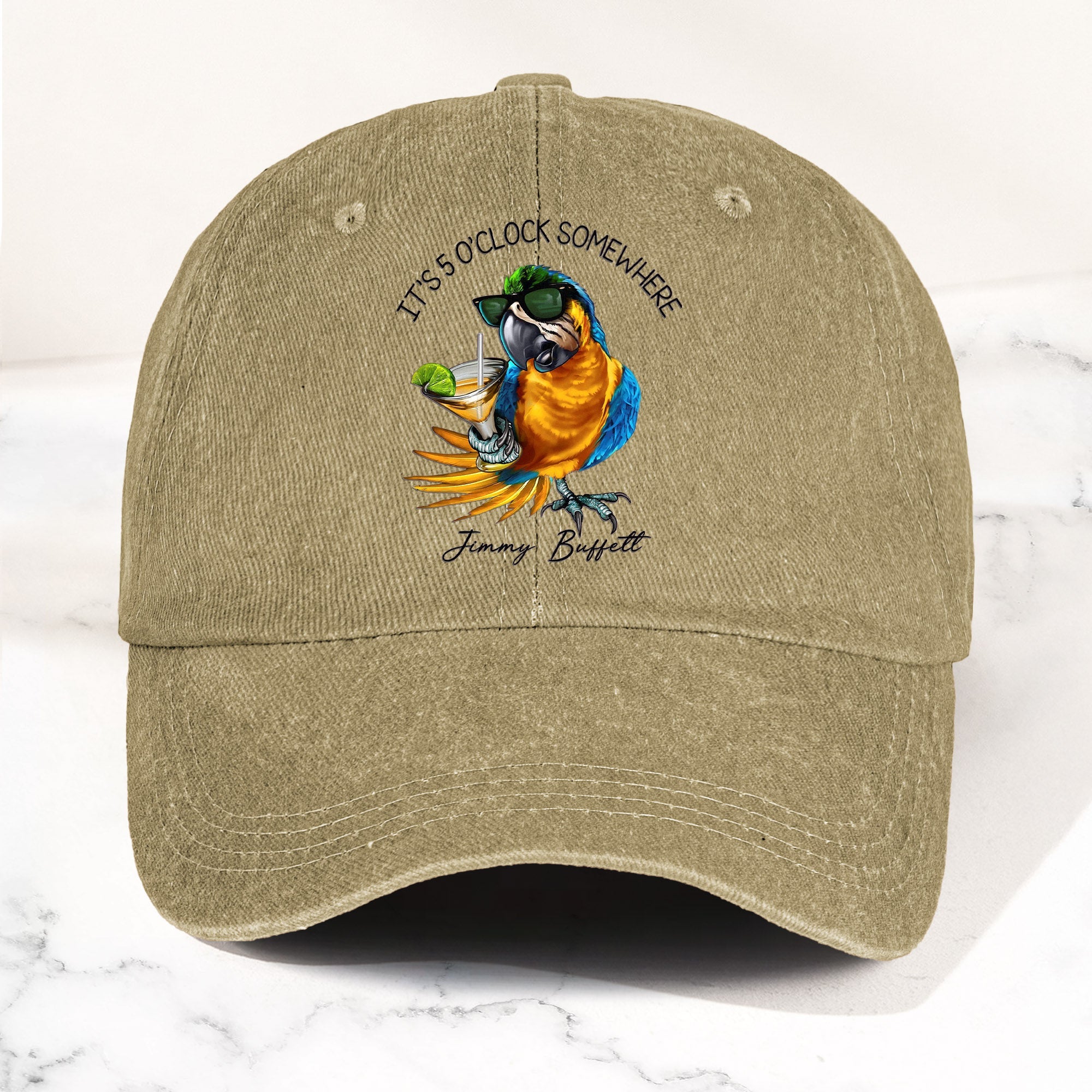 Jimmy Buffett "It's 5 O’Clock Somewhere" Denim Dad Cap Vintage Tropical Hat