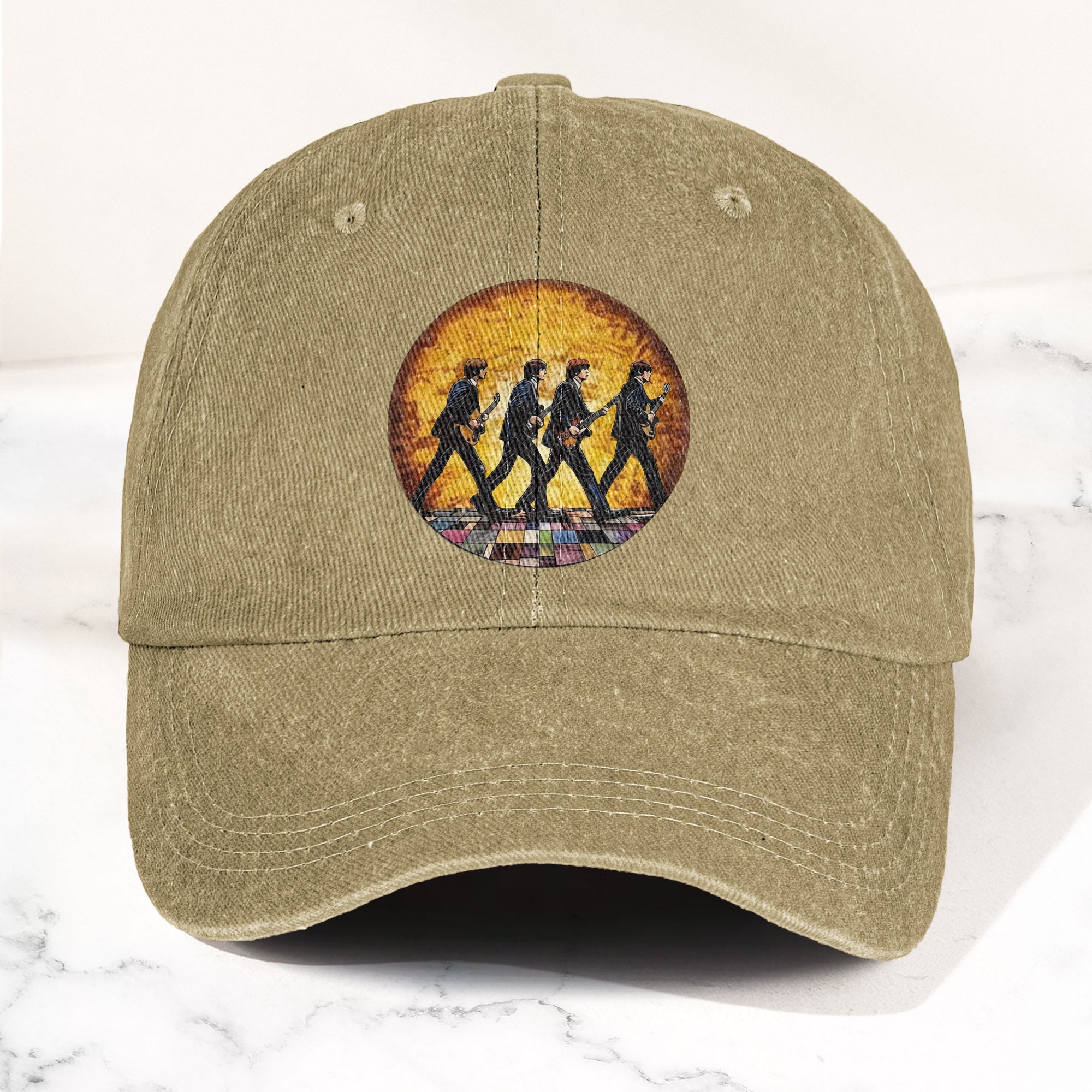 The Beatles Retro Crossing Album Art Sun Catcher Denim Cap Iconic Album Design ( With BOX)