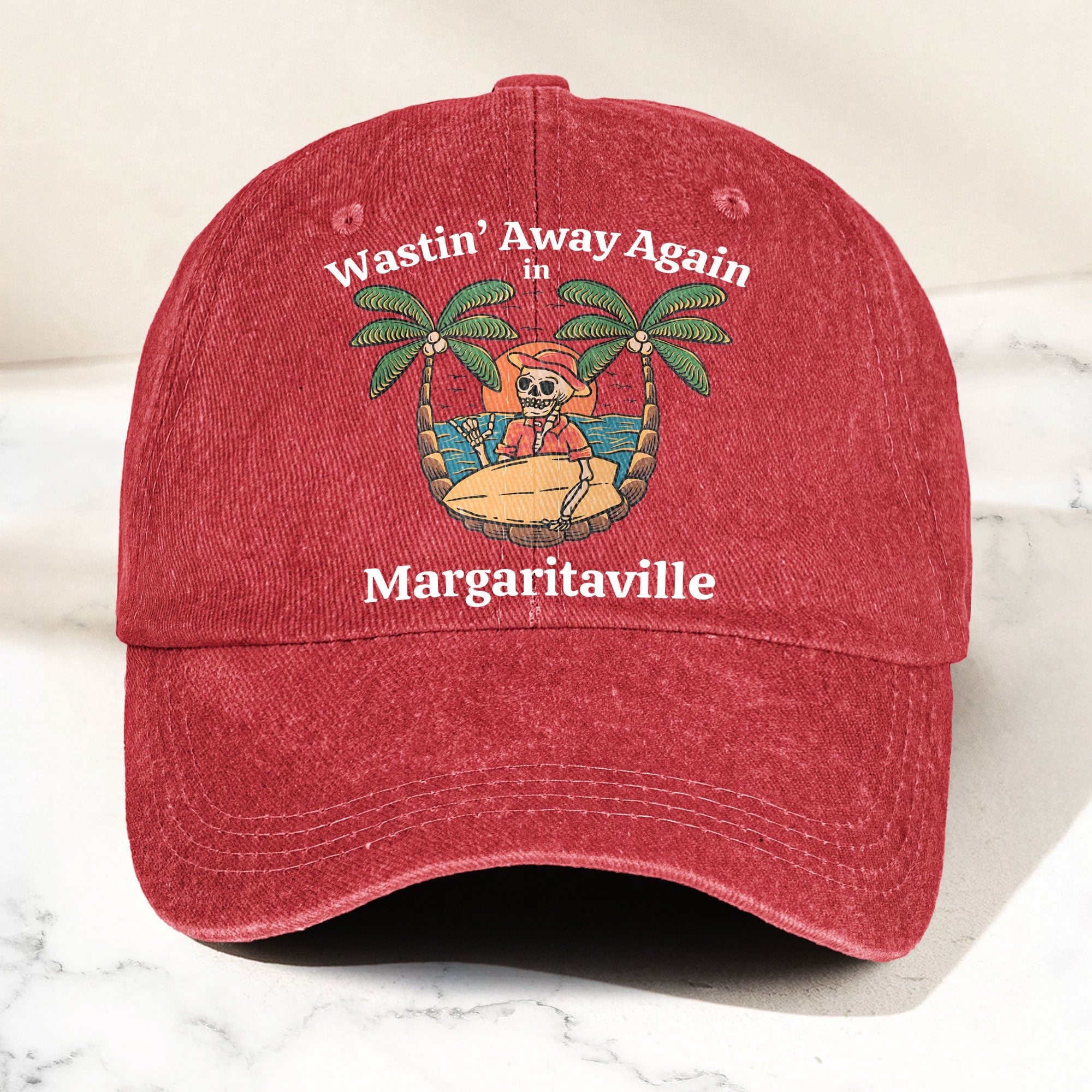Wastin' Away Again in Margaritaville Denim Cap Retro Jimmy Buffett Inspired Dad Hat (With Box)