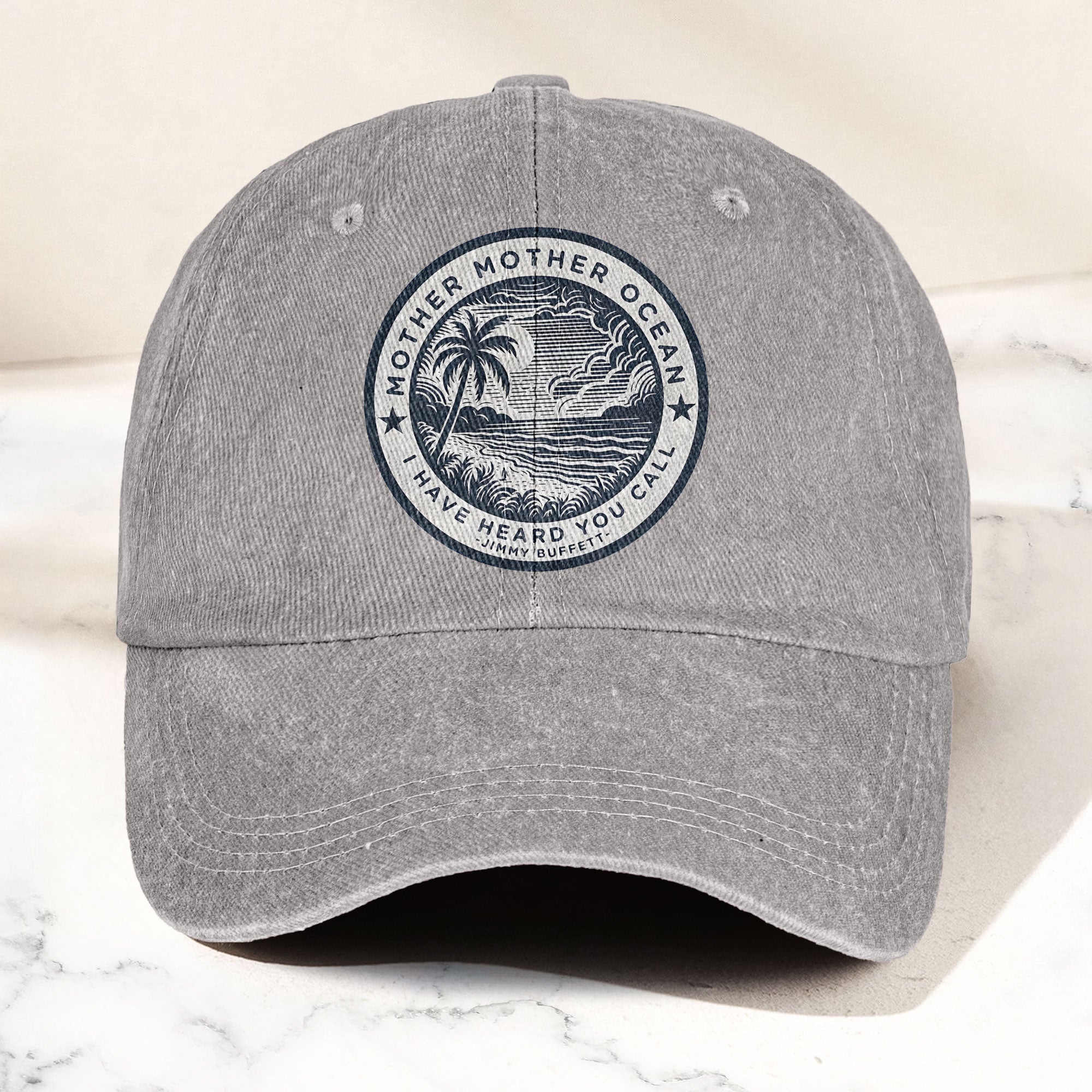 Mother Oceans Denim Cap Retro Jimmy Buffett Inspired Dad Hat (With Box)
