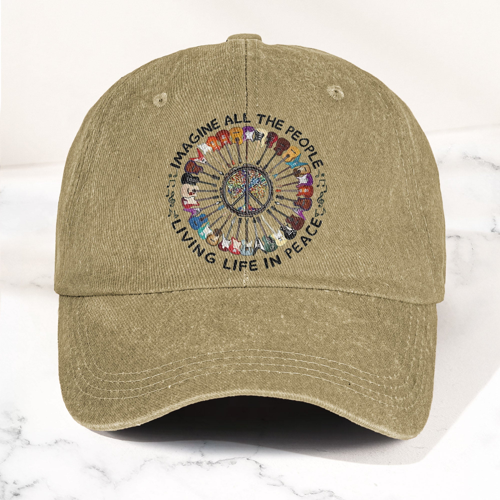 Imagine All The People Living Life In Peace Denim Cap Retro Music John Lenon Cap Gift For Dad (With Box)
