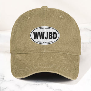 WWJBD Denim Cap Retro Jimmy Buffett Inspired Dad Hat (With Box)