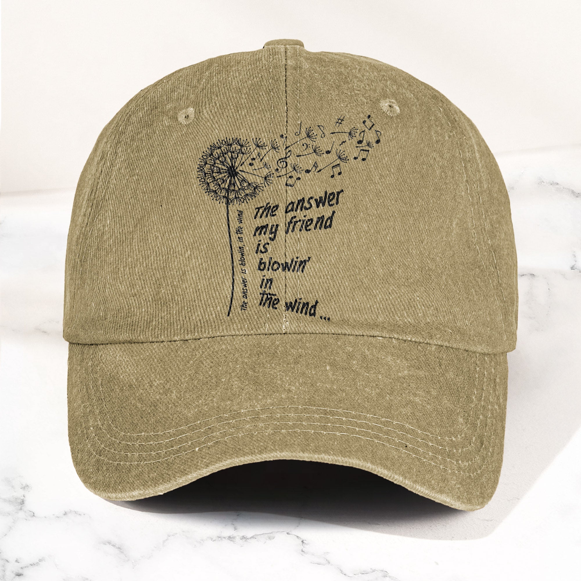 Bob Dylan Blowin In The Wind Dandelion Lyrics Folk Music Merch Denim Cap Retro Vintage Dad Cap Gift For Dad (With Box)