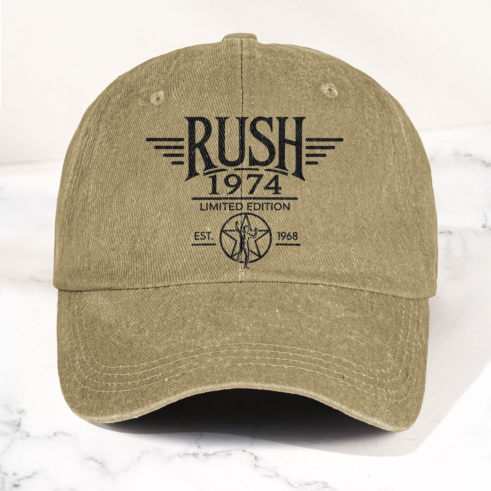 Rush Band Logo 1974 Starman Denim Cap Vintage Dad Cap Gift For Dad (With Box)