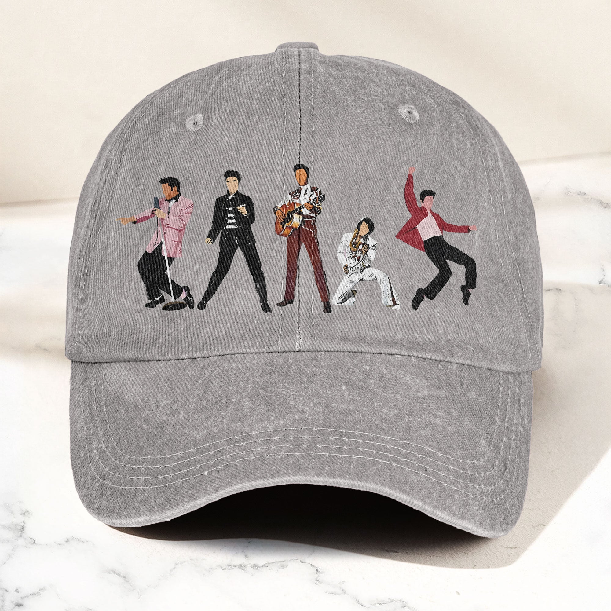 Elvis Presley Denim Cap Iconic Eras Graphic Dad Hat (With Box)
