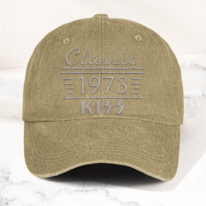 Kiss Classic 1973 Est Hard Rock Glam Metal Band Music Merch Denim Cap Retro Vintage Dad Cap Gift For Dad (With Box)