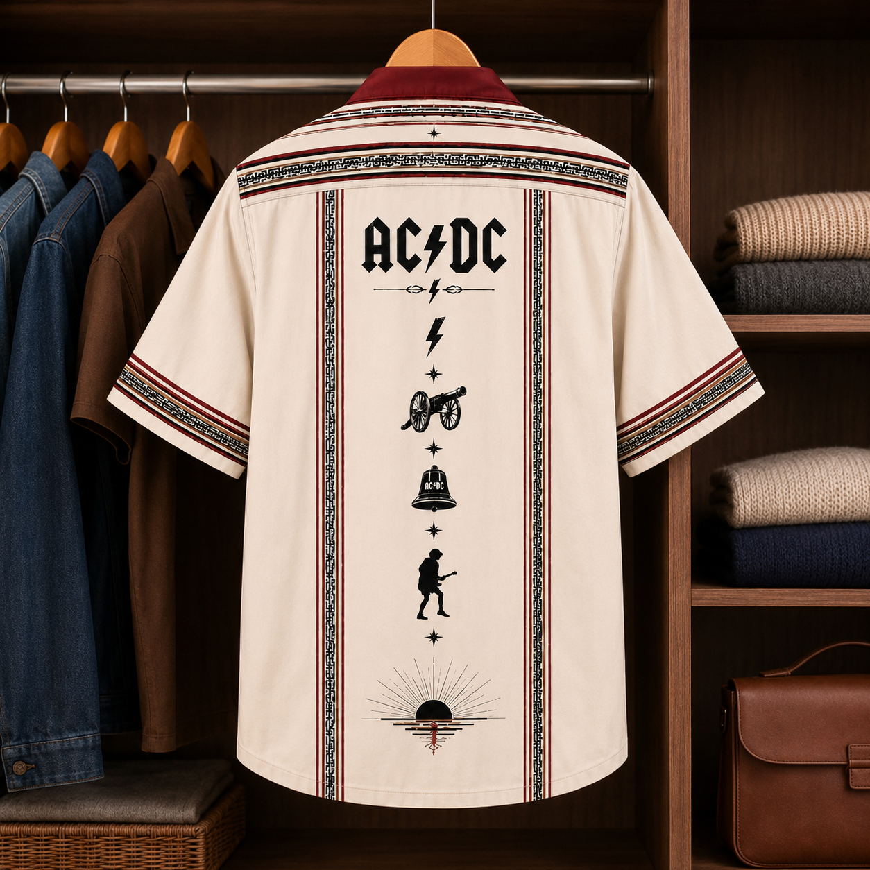 AC/DC Luxury Design Hawaiian Shirt – Mexican Inspired Hawaiian Shirt White Version