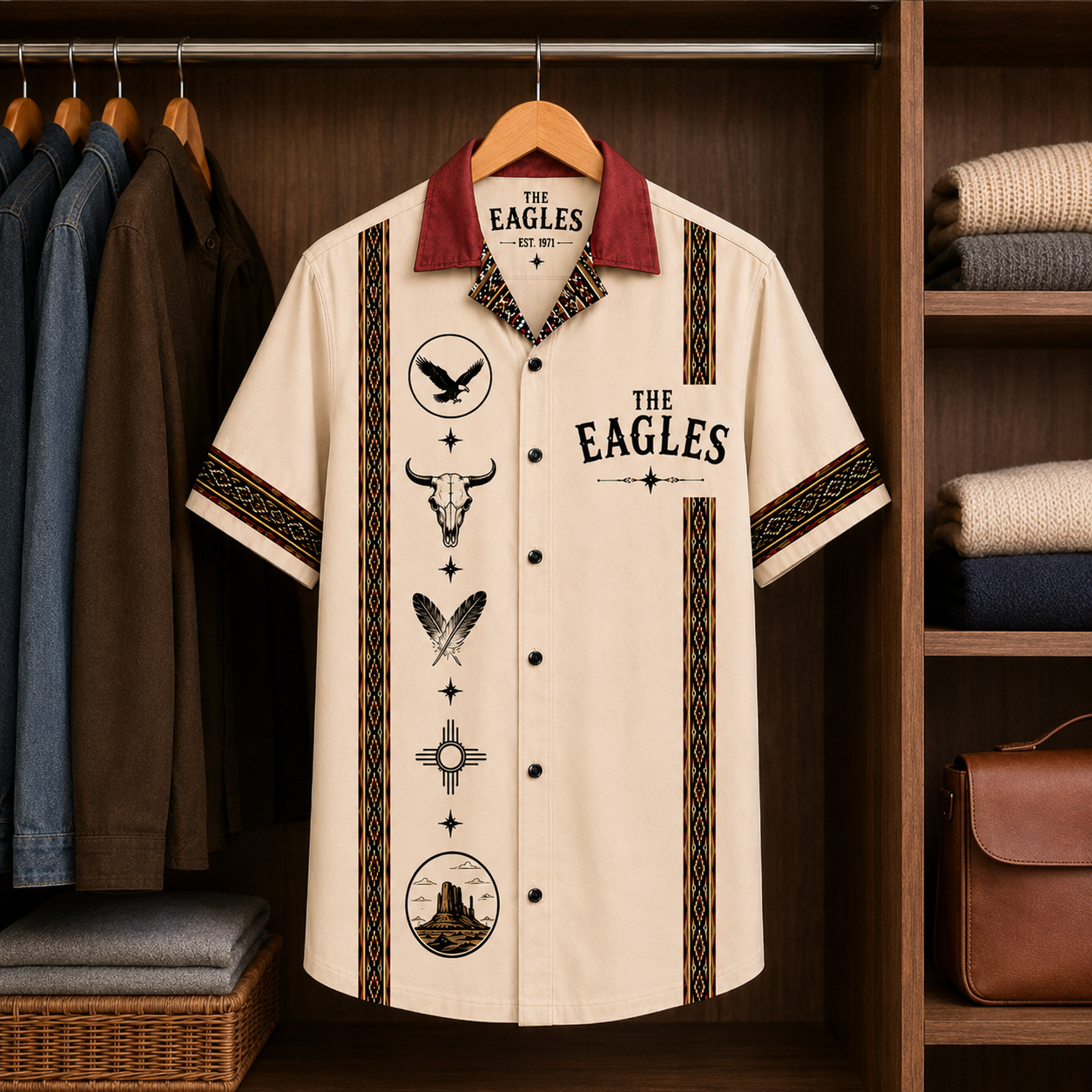The Eagles Southwestern Eagle Hawaiian Shirt – Mexican Inspired Hawaiian Shirt White Version