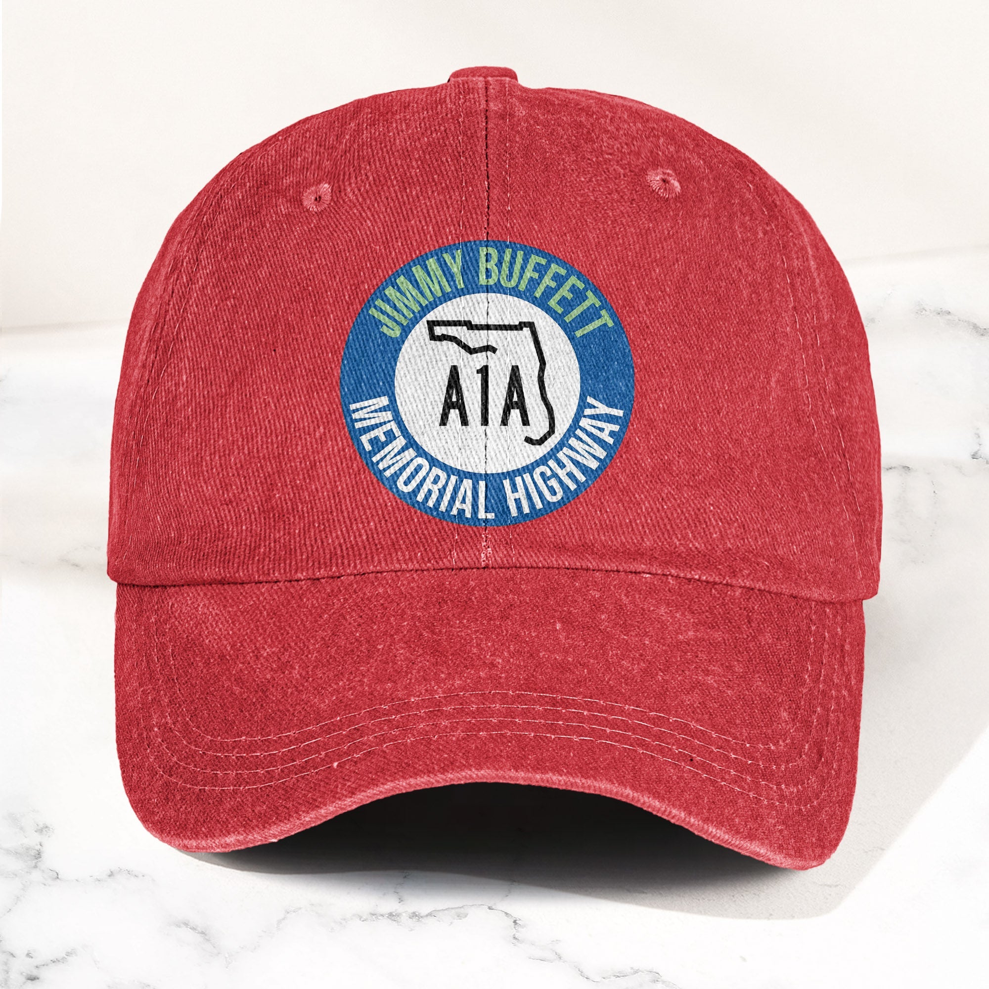 Jimmy Buffett A1A Memorial Highway Denim Cap Retro Jimmy Buffett Tribute Dad Hat (With Box)