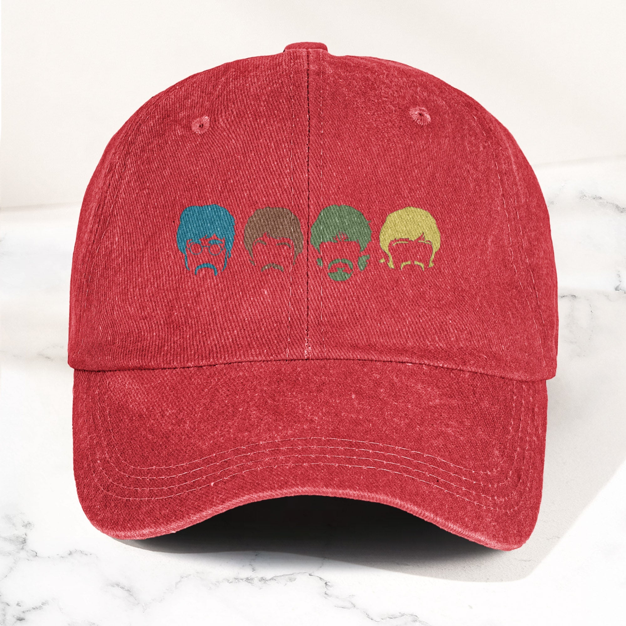 The Fabulous Four Faces Denim Cap Retro The Beatles Tribute Merch Dad Hat (With Box)