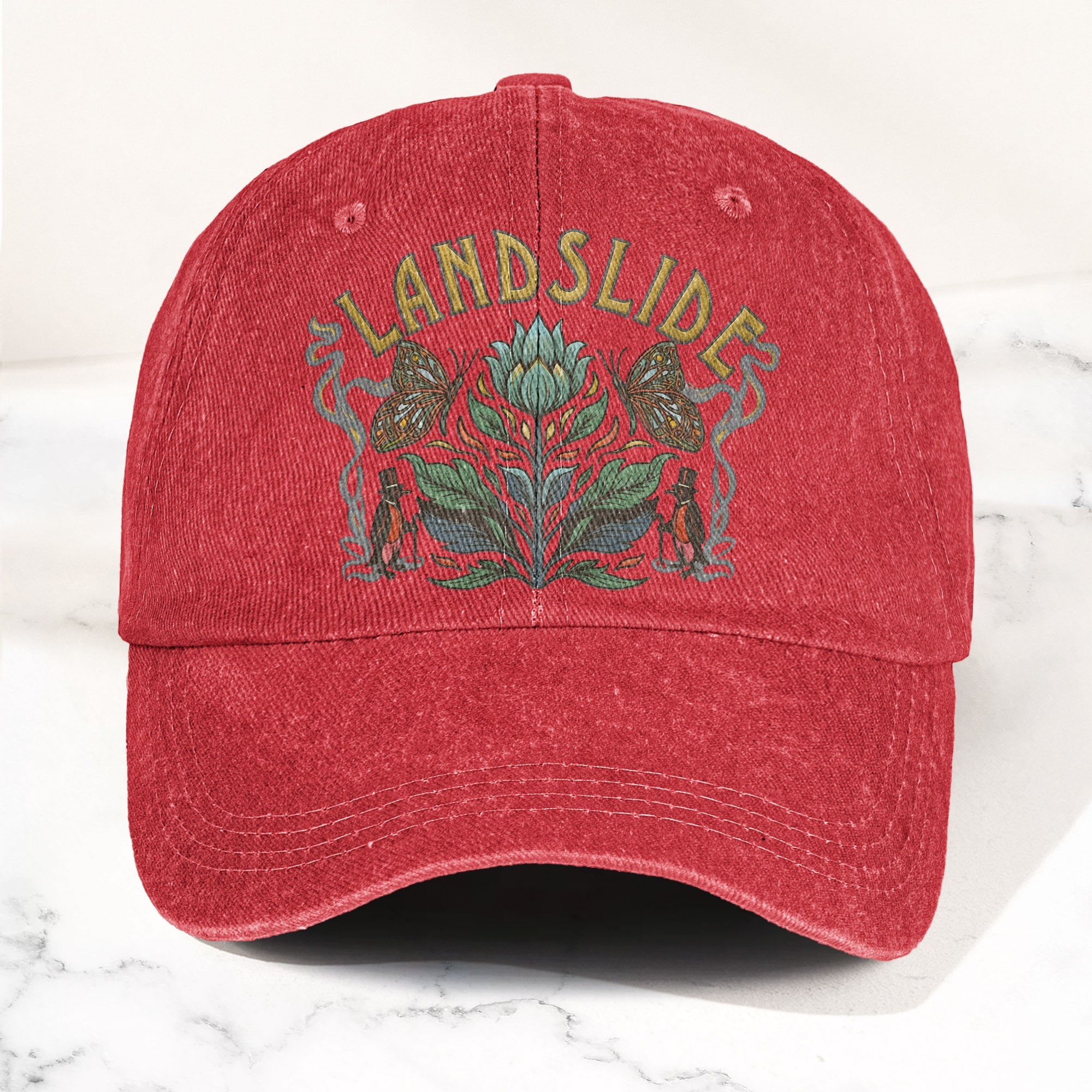 Fleetwood Mac Landslide Stevie Nicks Butterfly Floral Lyrics Music Merch Denim Cap Retro Vintage Dad Cap Gift For Dad (With Box)