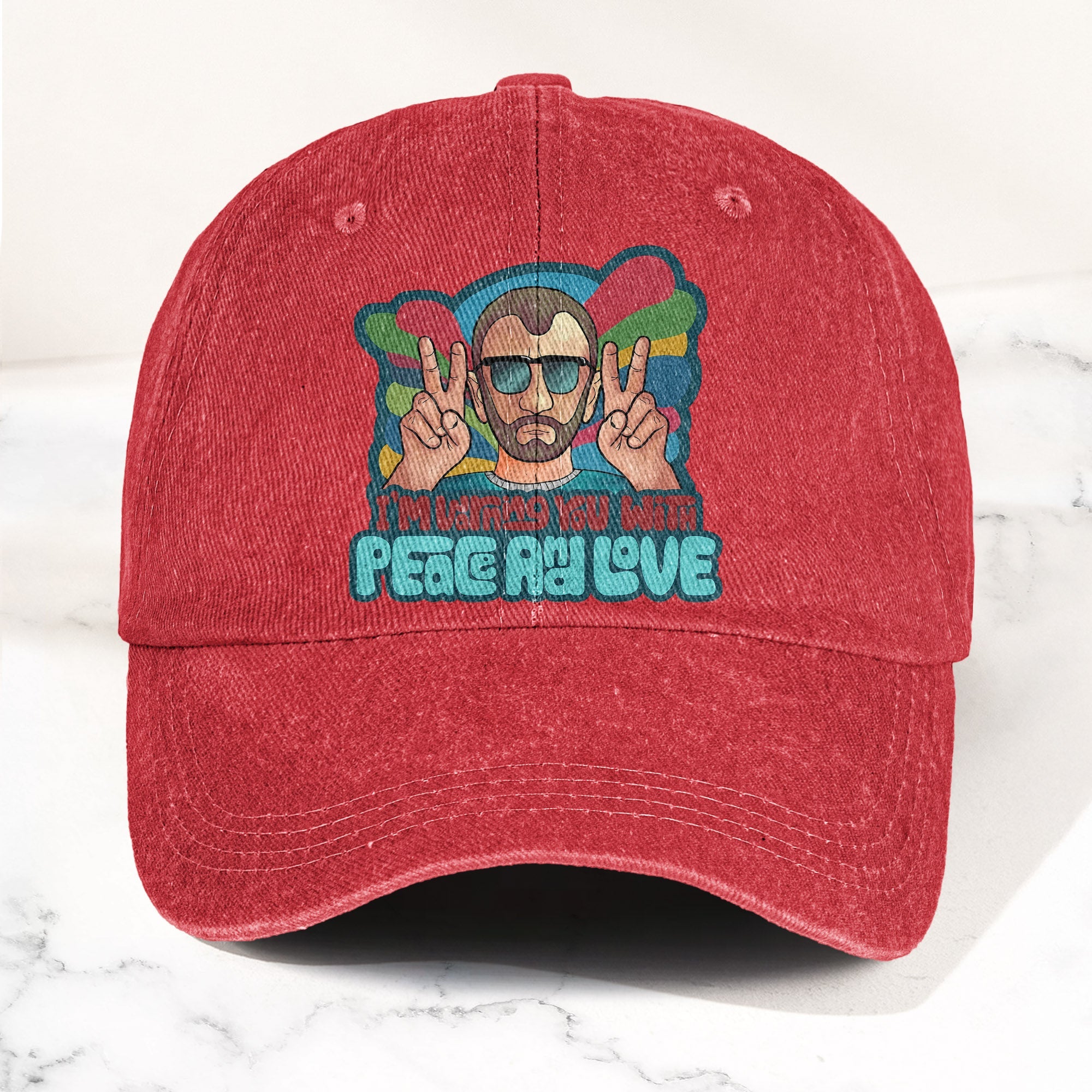 Beatles Ringo Starr Warning You With Peace and Love Denim Cap Retro Rock Music Fan Cap (With Box)