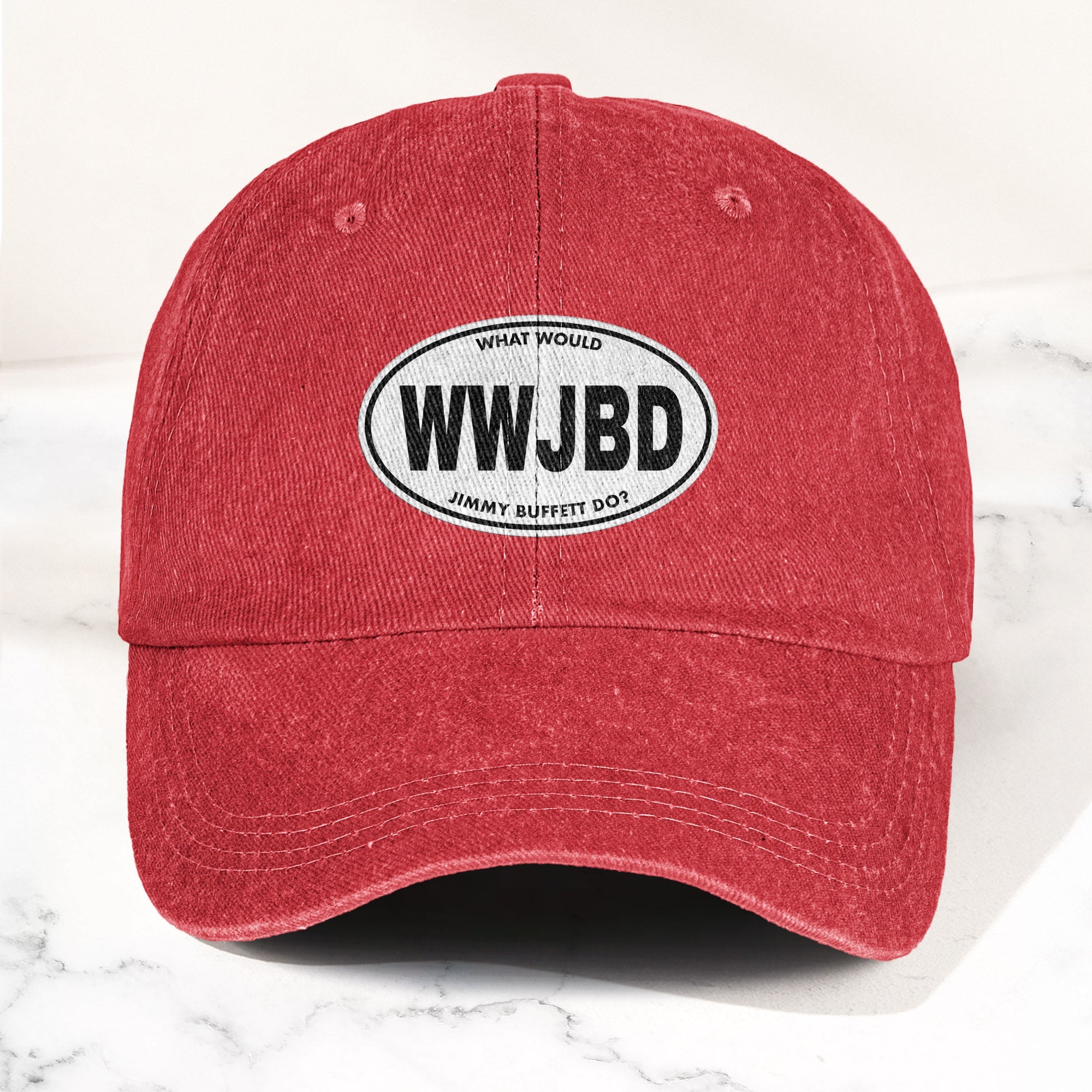 WWJBD Denim Cap Retro Jimmy Buffett Inspired Dad Hat (With Box)