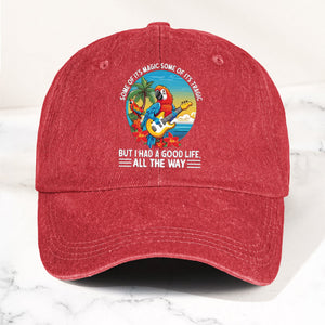Tropical Parrot Denim Dad Cap “I Had a Good Life All the Way” Island Music Vibes Hat (With BOX)