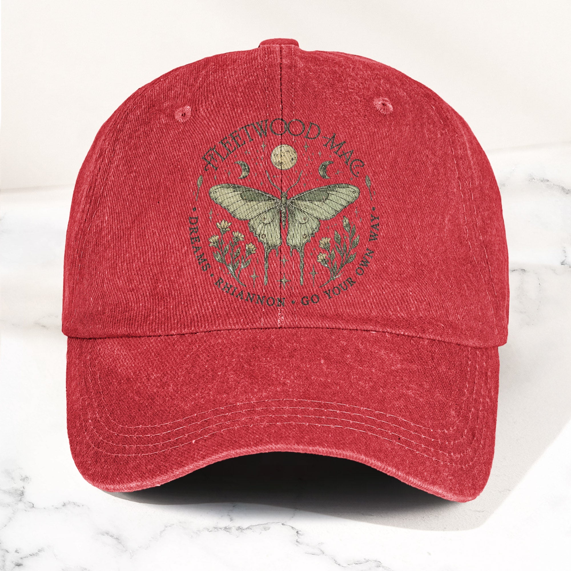 Fleetwood Mac Butterfly Mystical Graphic Vintage Denim Cap Retro Dad Cap (With Box)