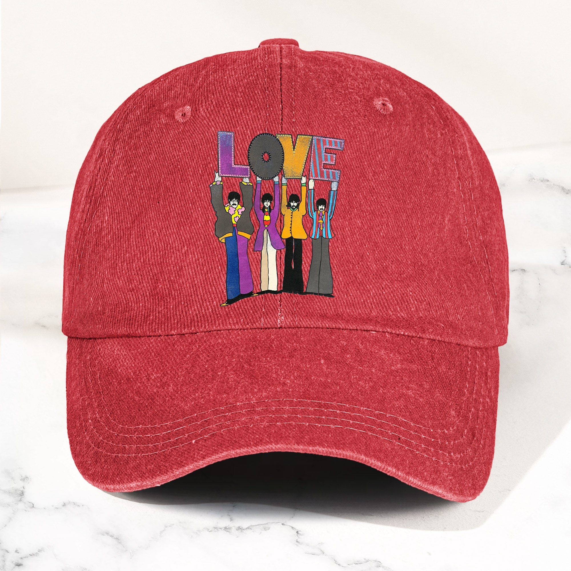 The Beatles Denim Dad Cap LOVE Album Inspired Design (With BOX)