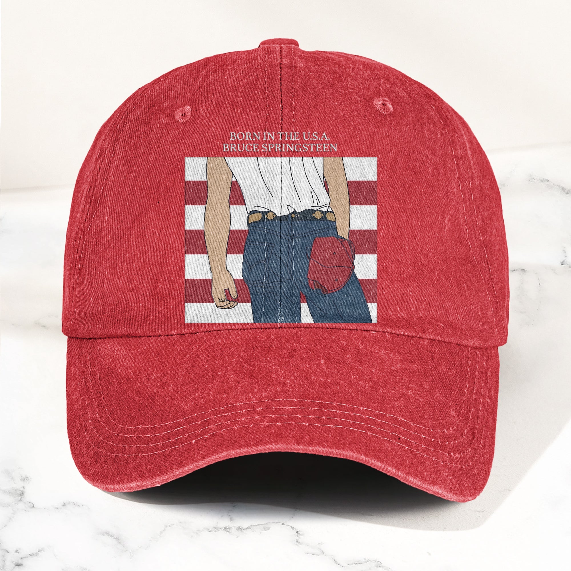 Born in the U.S.A Bruce Springsteen Denim Cap Retro Music Fan Merch Cap Gift For Dad (With Box)