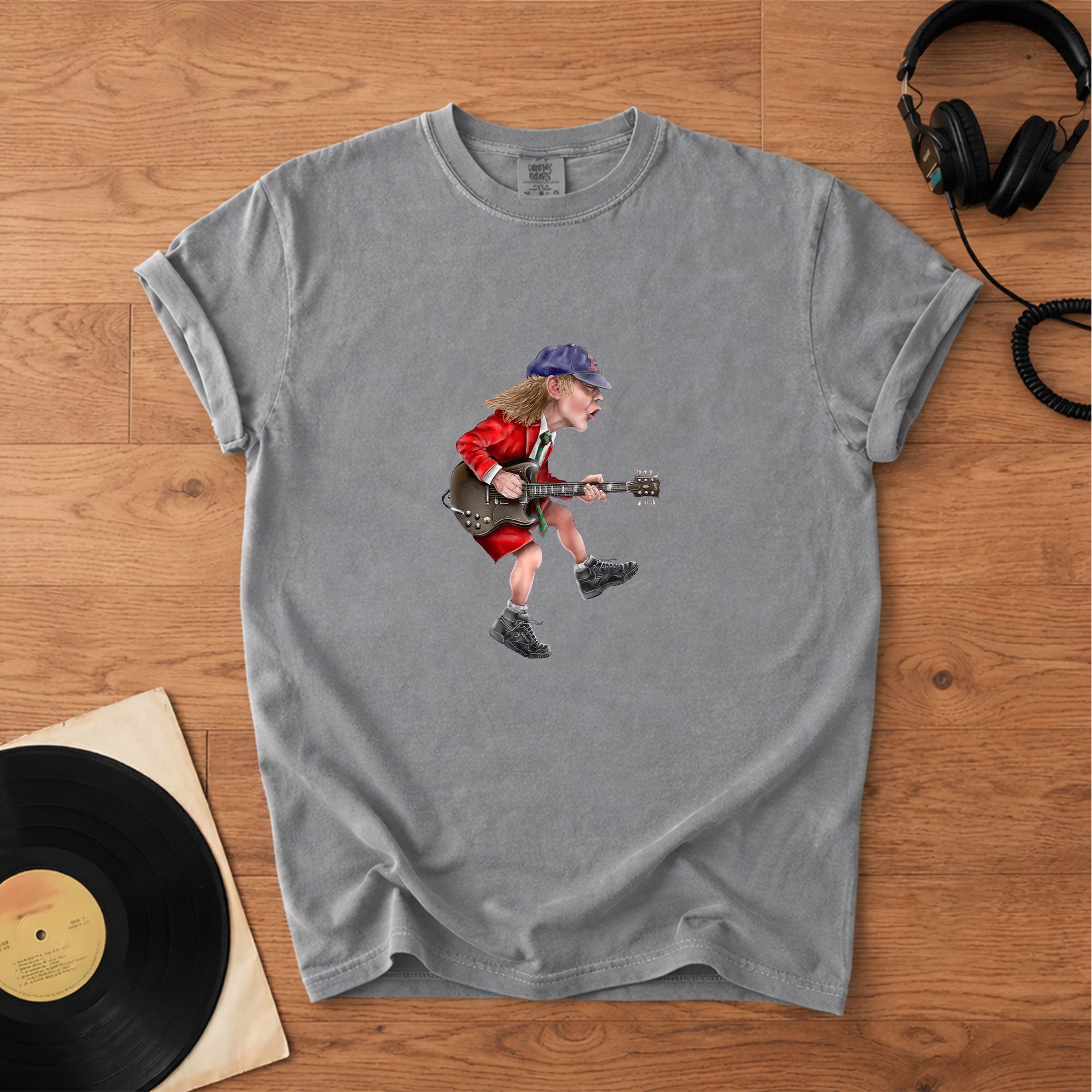 Angus Young Ripping On His Guitar Comfort Tee Classic Music Graphic Shirt