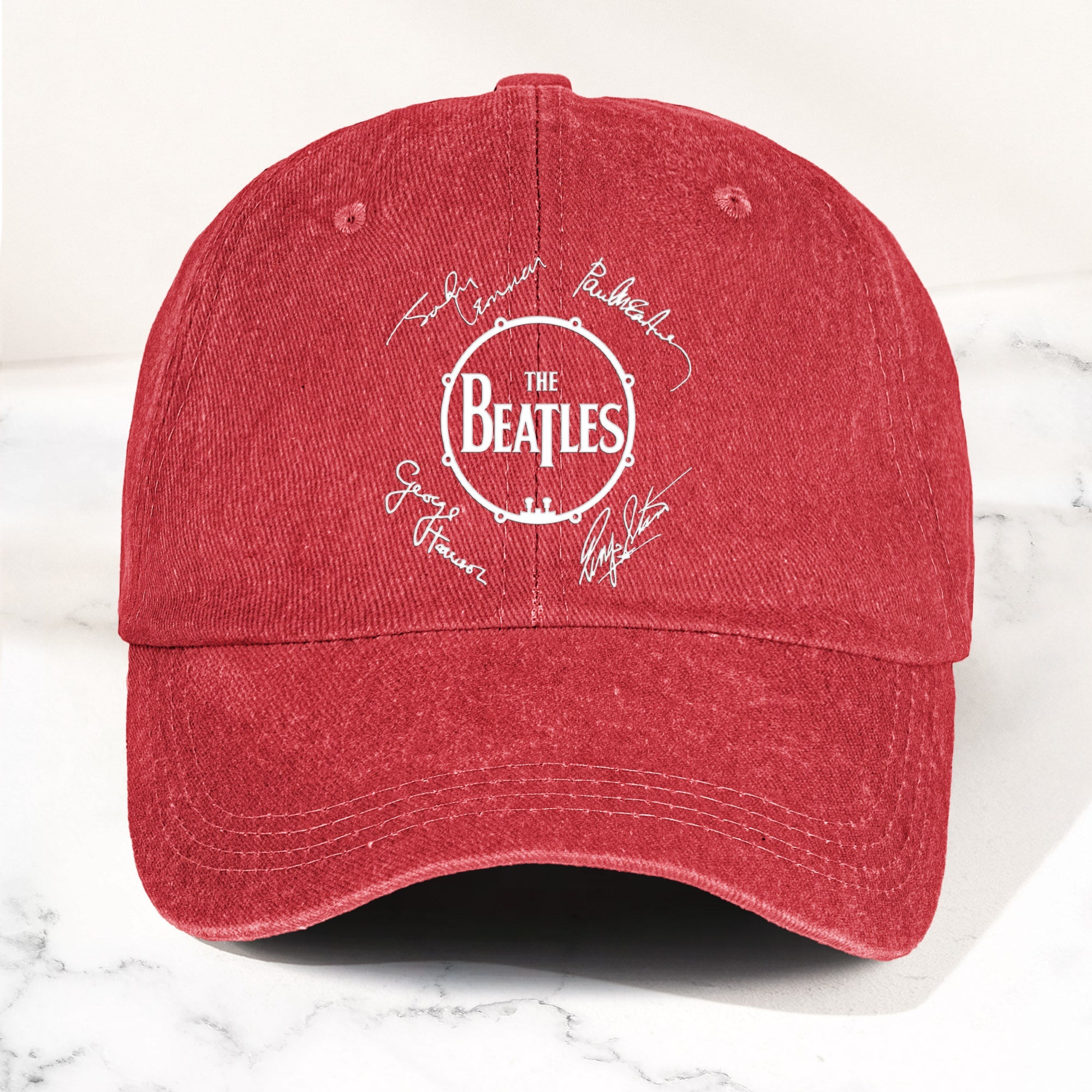 The Beatles Denim Dad Cap Classic Drum Logo Signature Design ( With BOX)